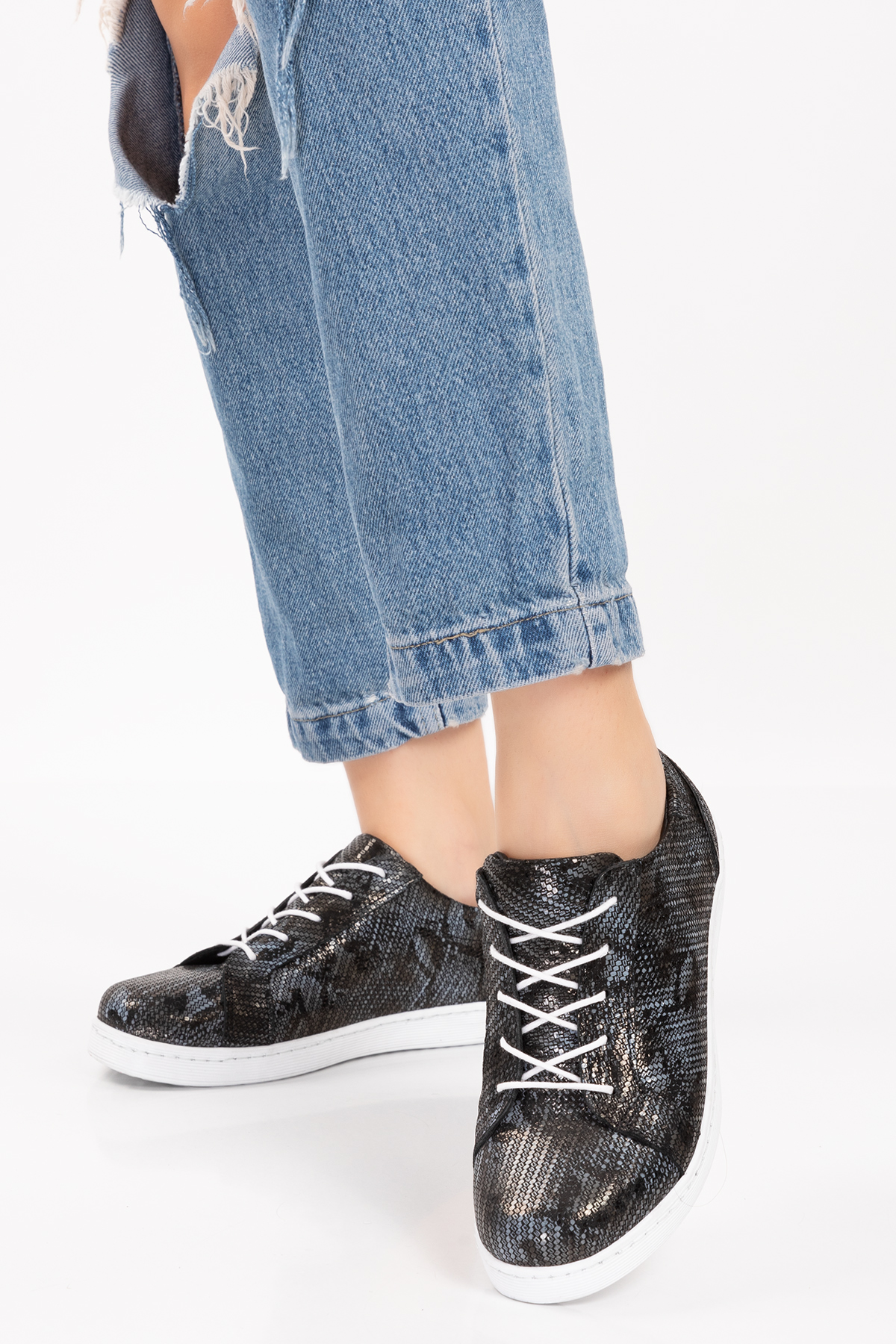 Gondol Kadın Hakiki Deri Desen Detaylı Günlük Rahat Ayakkabı gnd.109 - Görsel 6