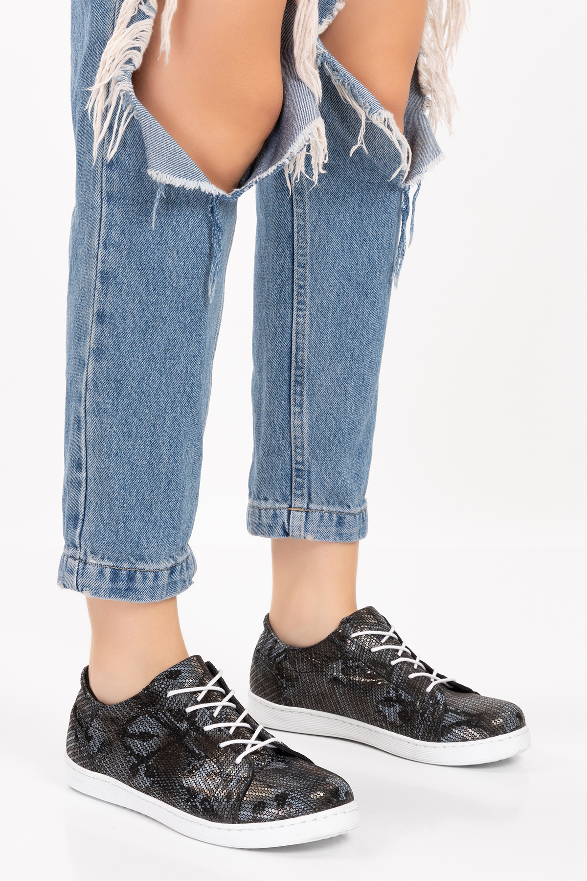 Gondol Kadın Hakiki Deri Desen Detaylı Günlük Rahat Ayakkabı gnd.109 - Görsel 7