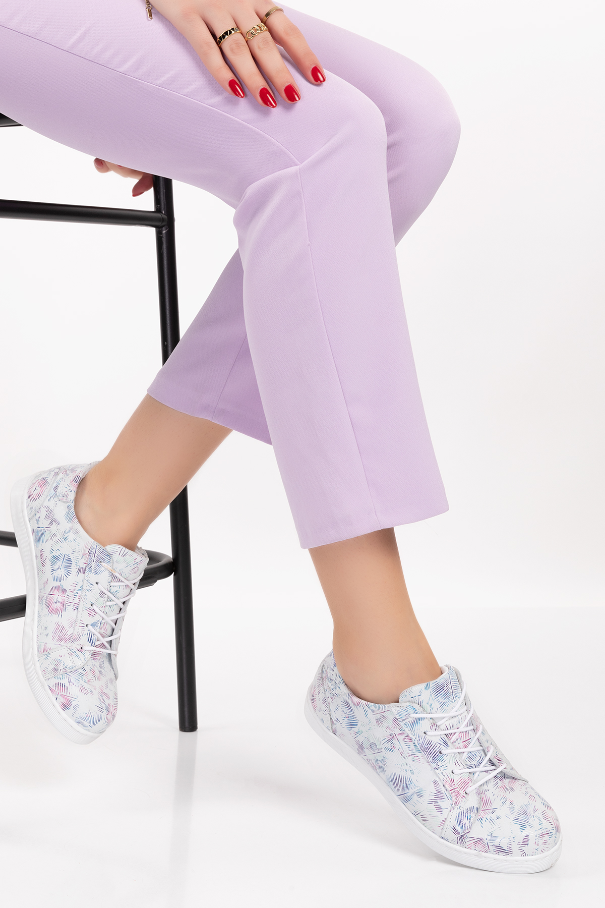 Gondol Kadın Hakiki Deri Desen Detaylı Günlük Rahat Ayakkabı gnd.109 - Görsel 2