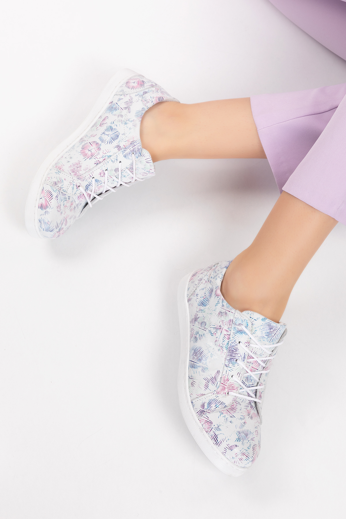 Gondol Kadın Hakiki Deri Desen Detaylı Günlük Rahat Ayakkabı gnd.109 - Görsel 8