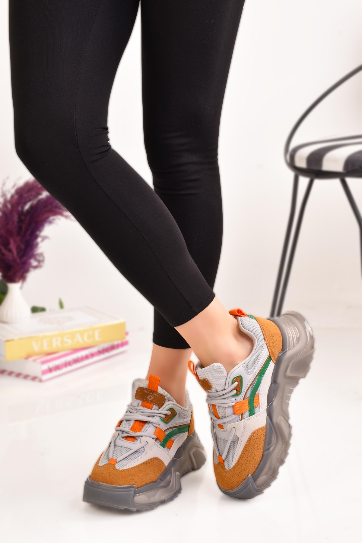 Kadın Özel Tasarım Esnek Yüksek Taban Spor Ayakkabı Sneaker - Görsel 3