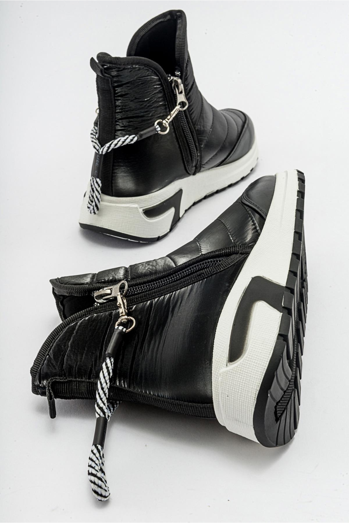 Çift Fermuarlı Paraşüt Spor Ayakkabı SİYAH - Görsel 5