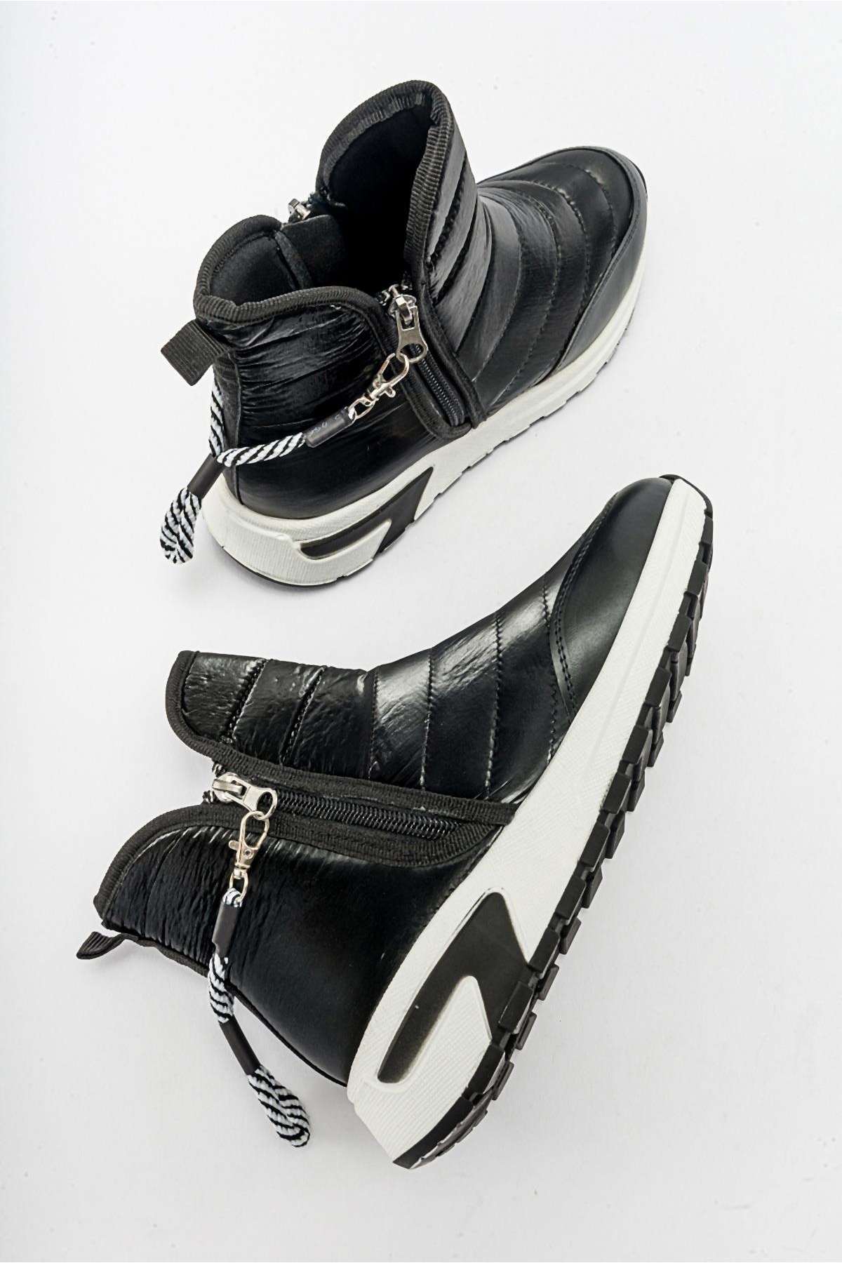 Çift Fermuarlı Paraşüt Spor Ayakkabı SİYAH - Görsel 7