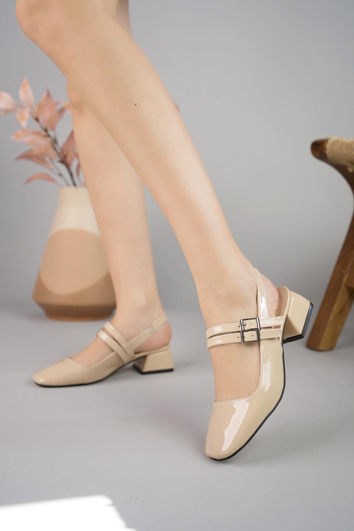 JANE Garantili Arkası Açık Kare Burunlu Kadın Günlük Kısa Topuklu Ayakkabı - Görsel 2