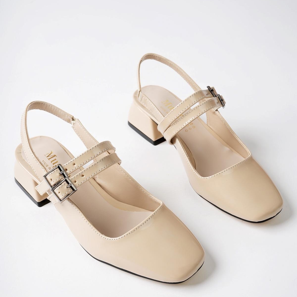 JANE Garantili Arkası Açık Kare Burunlu Kadın Günlük Kısa Topuklu Ayakkabı - Görsel 6