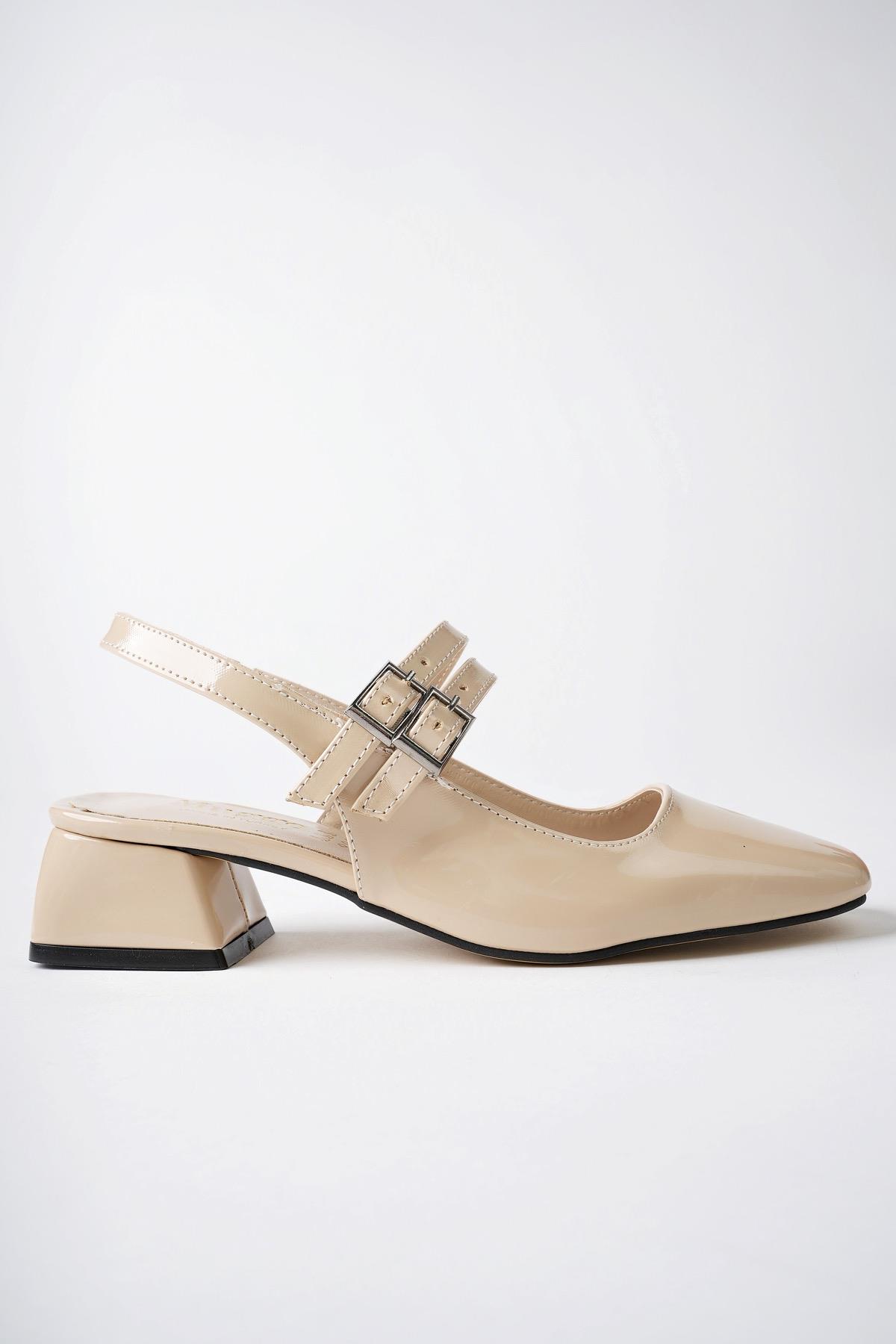 JANE Garantili Arkası Açık Kare Burunlu Kadın Günlük Kısa Topuklu Ayakkabı - Görsel 5