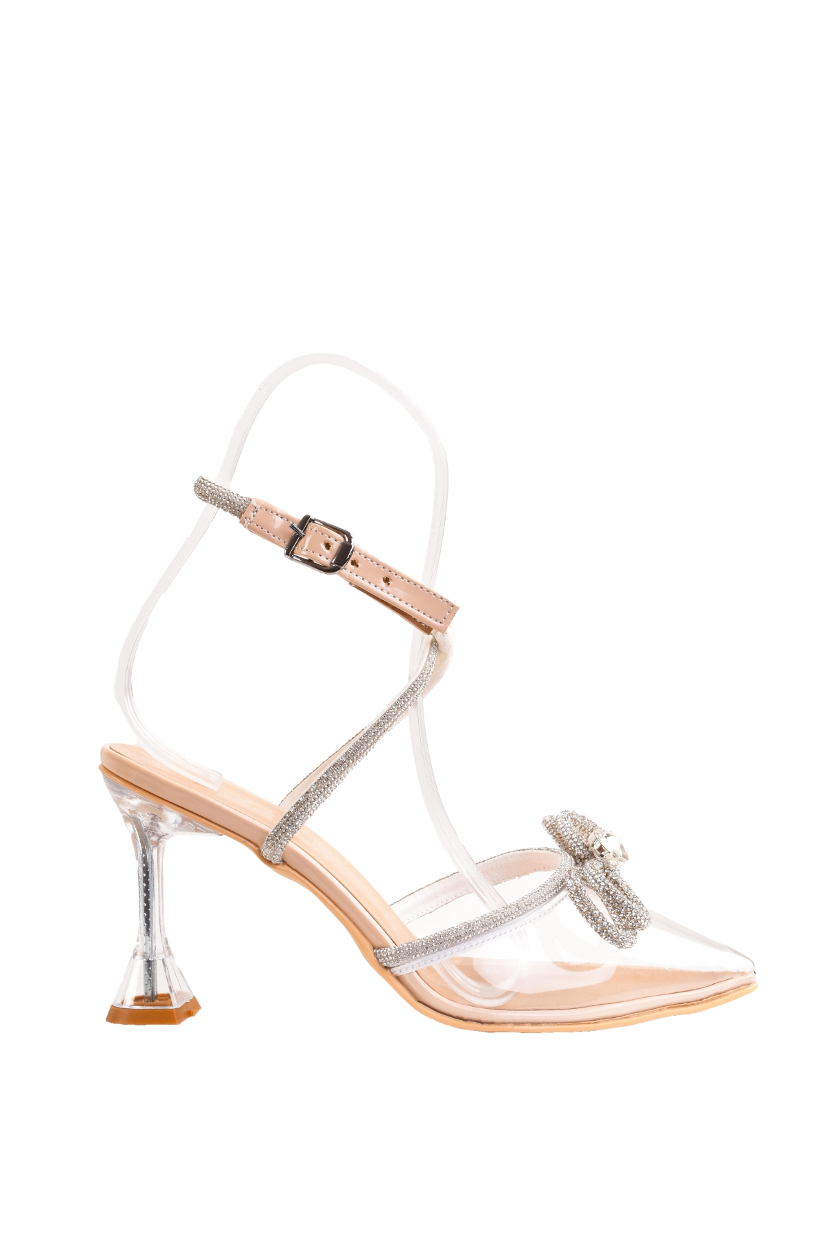 Saten Taşlı Kadın Abiye Topuklu Ayakkabı - Görsel 9