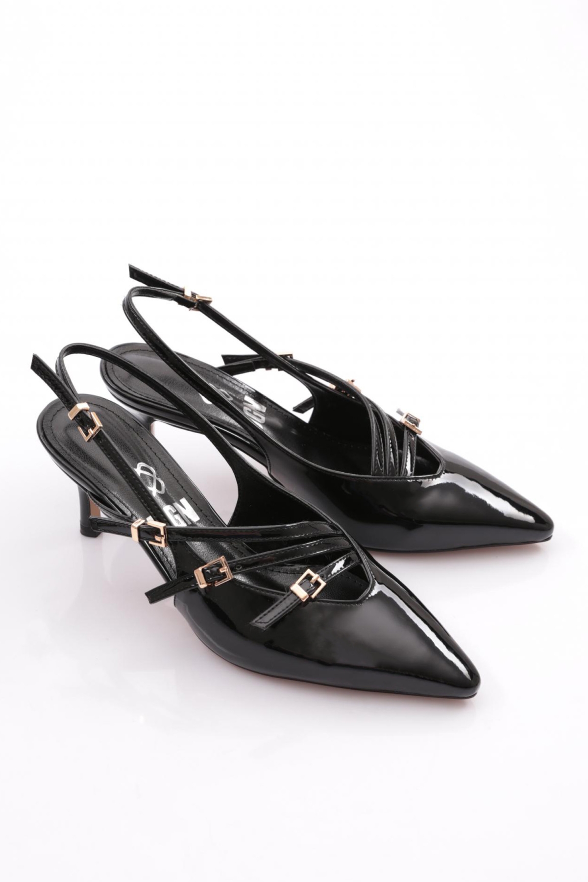 6655 Kadin Üstü Kemer Aksesuarli Topuklu Ayakkabi - Görsel 3