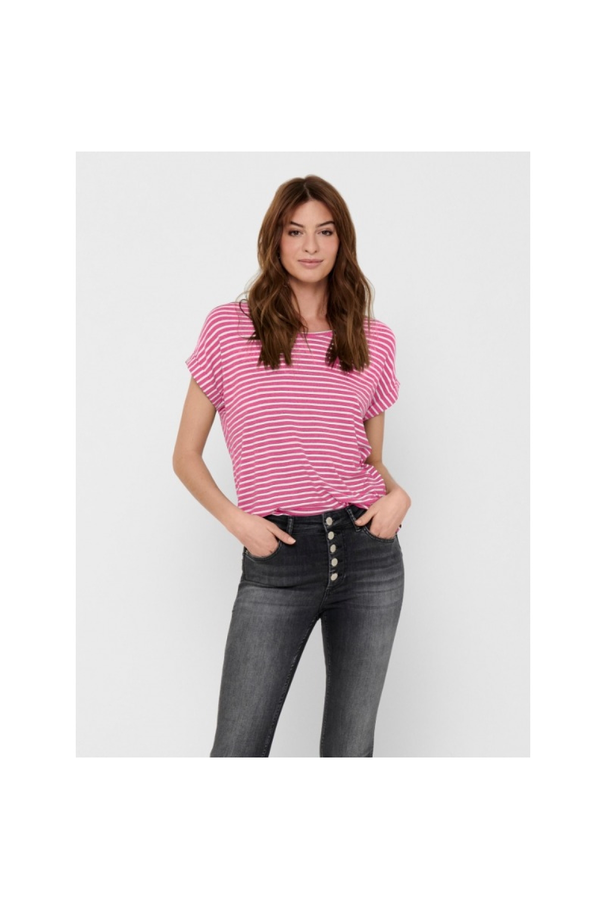 Onlmoster Stripe S/S O-Neck Top Jrs Noos Kadın T-shirt