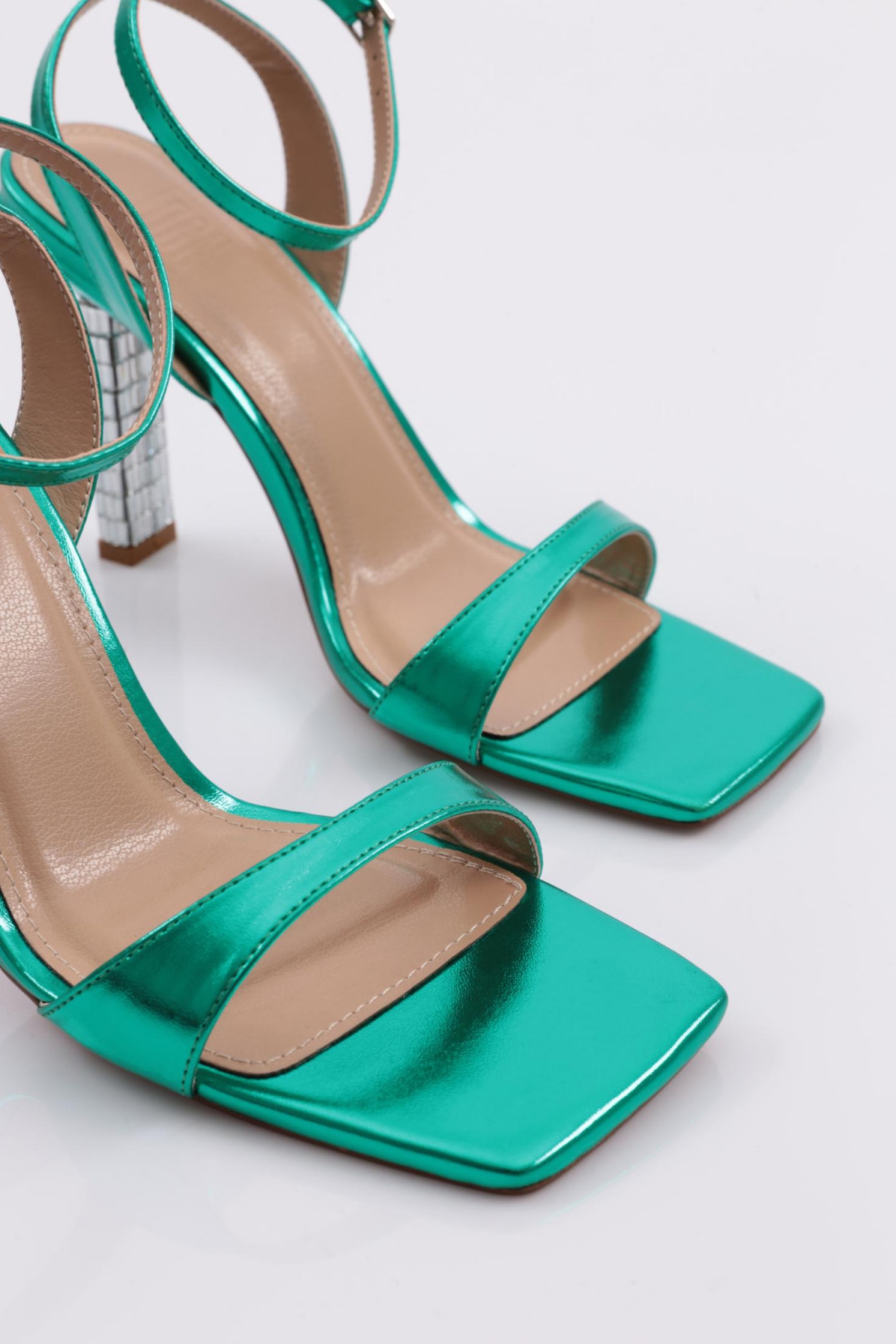 9011 Kadin Bilekten Bağlama Tek Şerit Topuklu Ayakkabi - Görsel 5