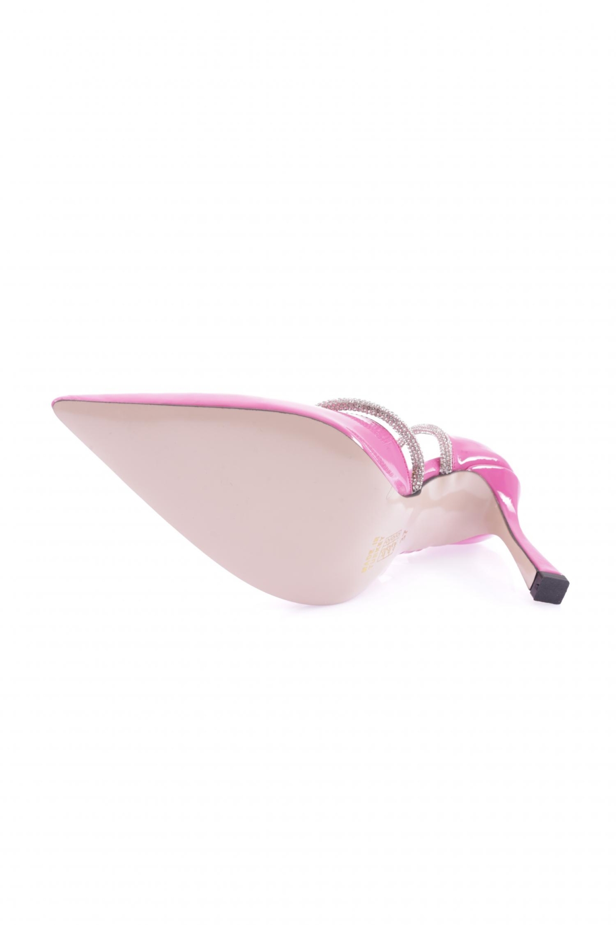 7706-23Y Kadin Sivri Burun Parmak Dekolteli Yanlar Açik Taşli Bant Atmali Topuklu Ayakkabi - Görsel 6