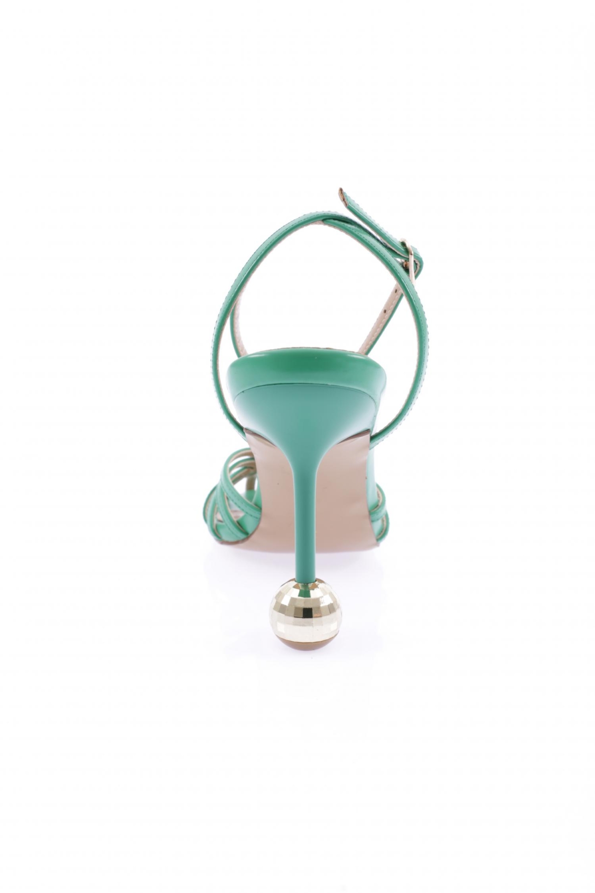 9092-22Y Kadin Köşeli Burun Bilekten Bağlamali Kadeh Topuklu Ayakkabi - Görsel 5