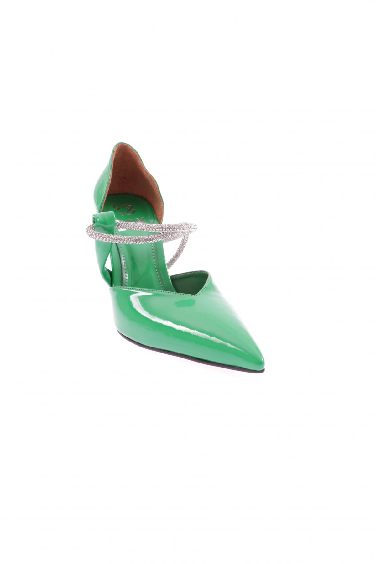 7706-23Y Kadin Sivri Burun Parmak Dekolteli Yanlar Açik Taşli Bant Atmali Topuklu Ayakkabi - Görsel 3