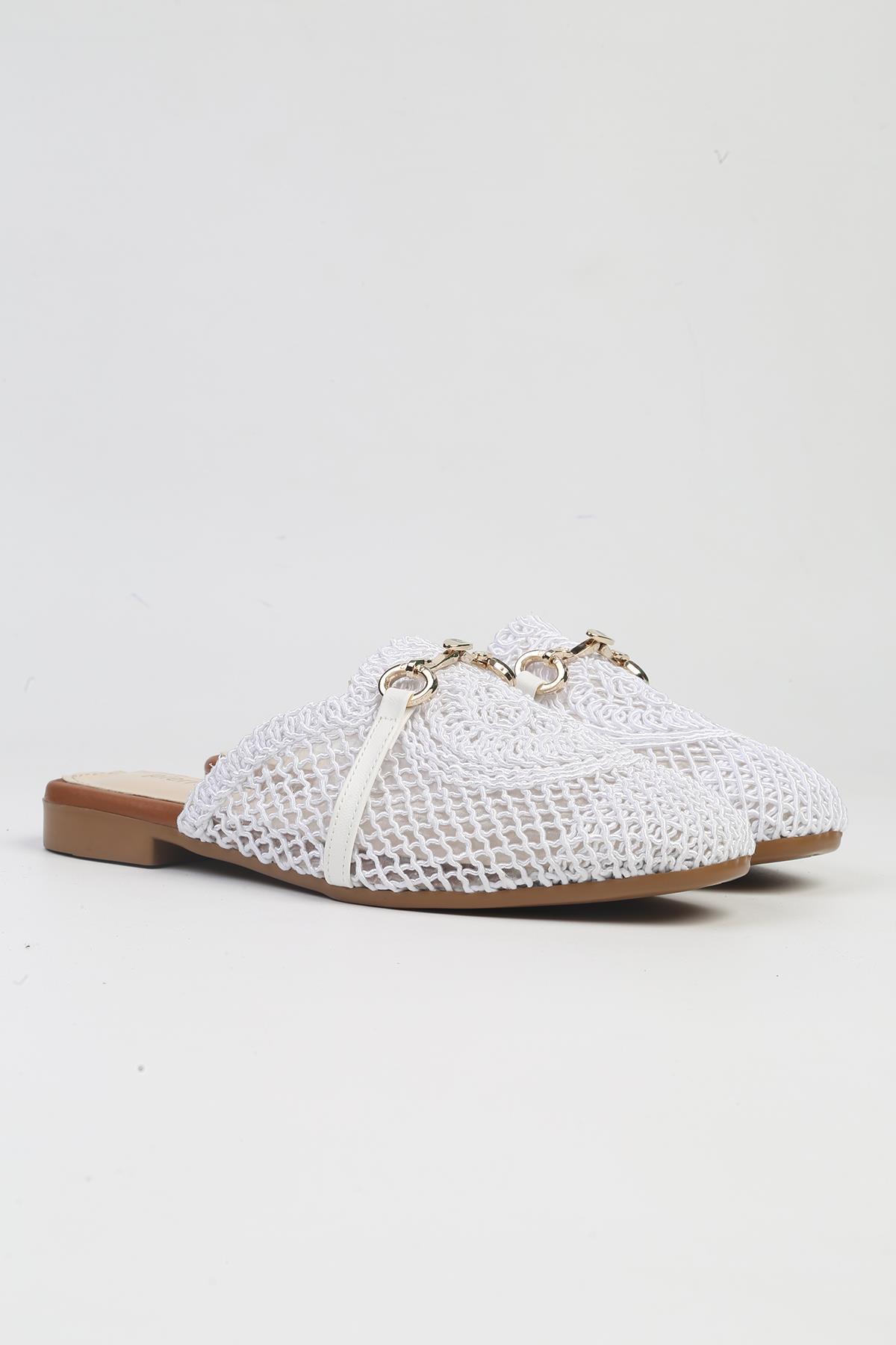 ® | PC-53128- 3829 Beyaz-Kadın Terlik - Görsel 3
