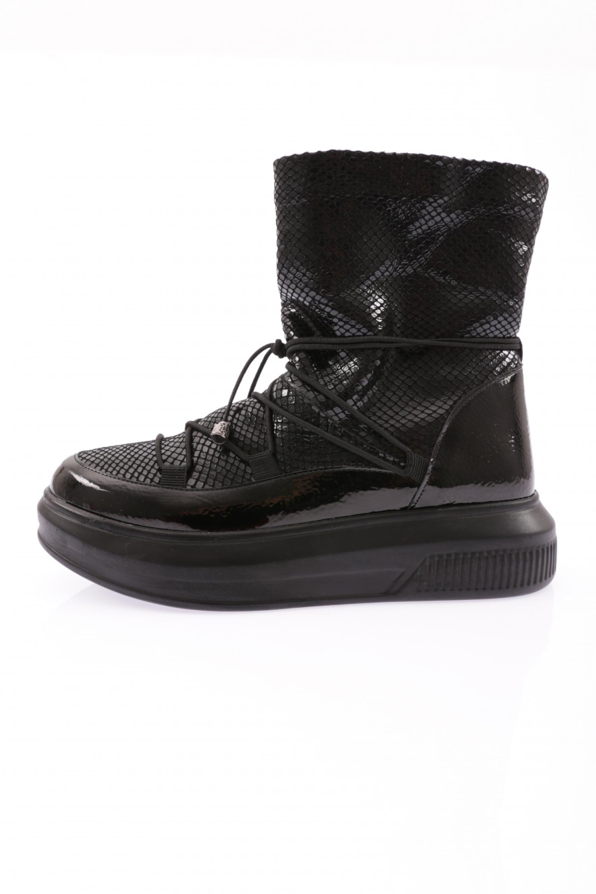 964 Kadin Kalin Taban Lastik Bağcikli İçi Kürklü Bot - Görsel 2
