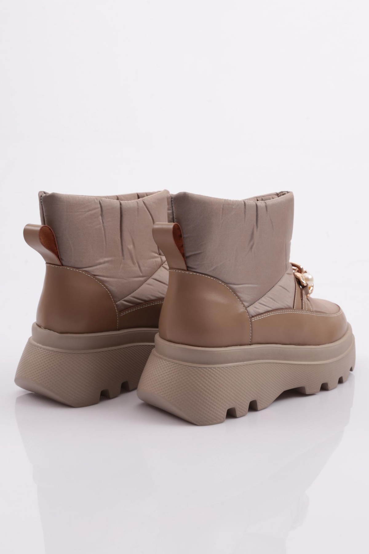 Es808 Kadin Kalin Zincir Aksesuarli İnci Taşli Bot - Görsel 4