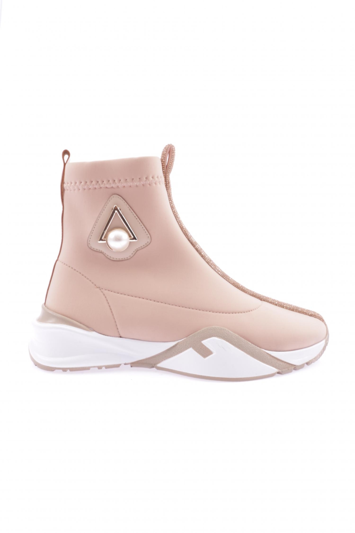033-22K Kadin Kalin Taban Silver Taş Detayli İnci Aksesuarli Bot - Görsel 2