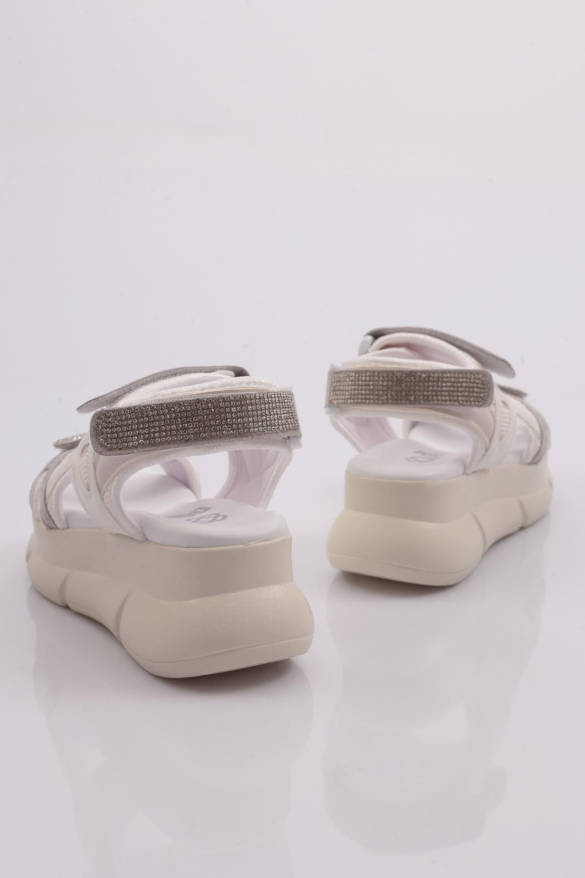 4940-22Y KADIN KALIN TABAN SİLVER TAŞLI CIRTLI SANDALET - Görsel 4
