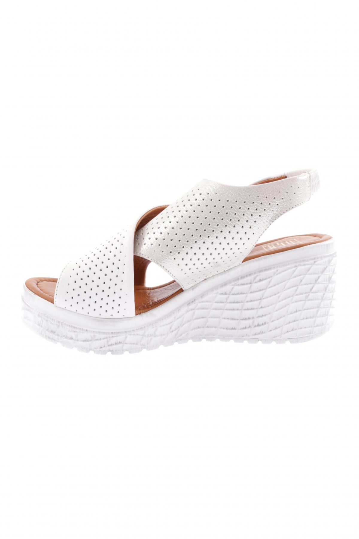 18000-22Y Kadin Önü Çapraz Lazerli Yüksek Dolgu Taban Sandalet - Görsel 4