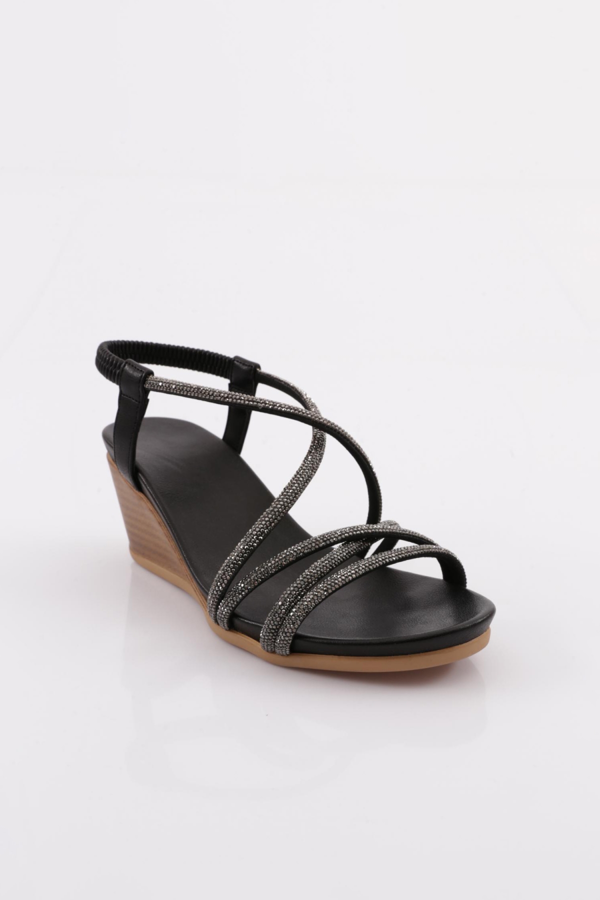 1046 Kadin Dolgu Taban Çapraz Bantli Sandalet - Görsel 3