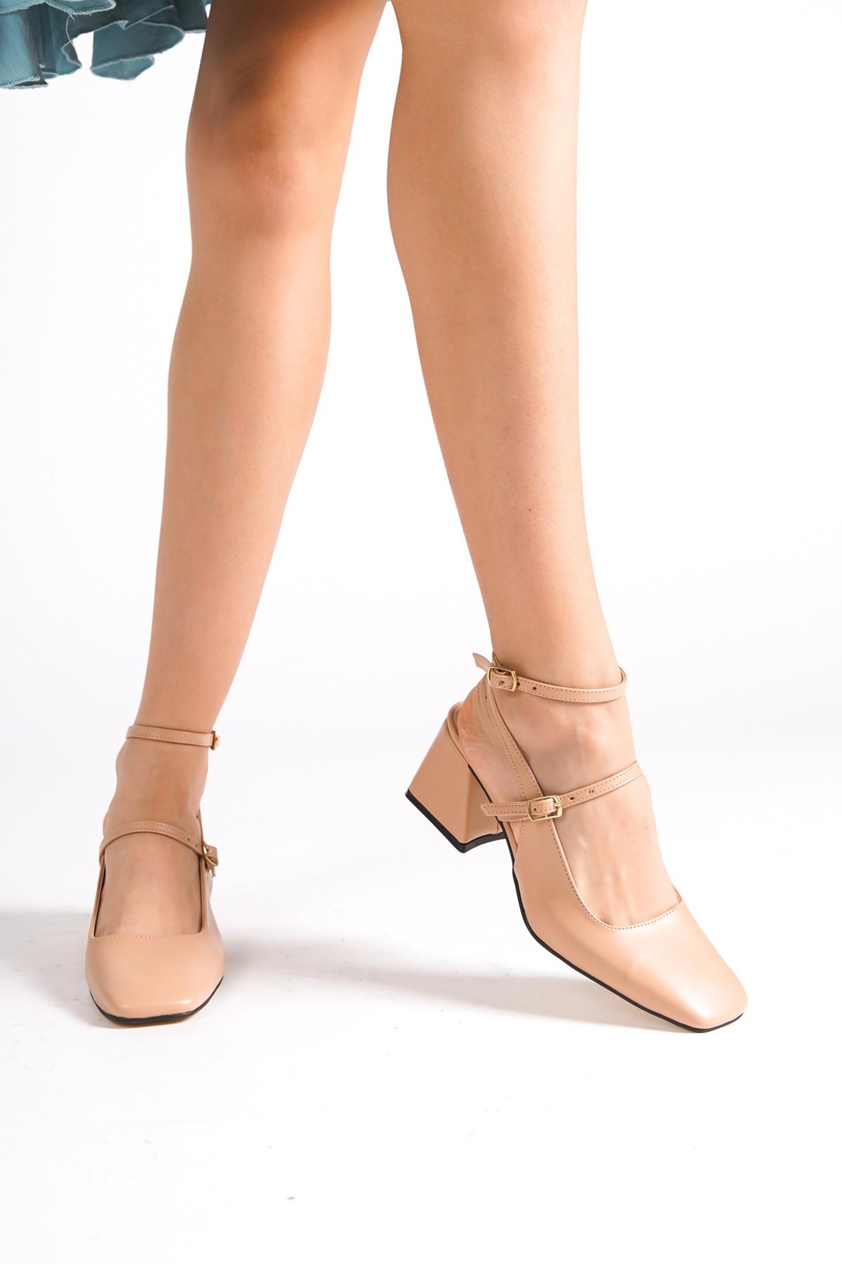 Mulia Ten Mat Kalın Topuklu Mary Jane Bilekten Bantlı Ayakkabı - Görsel 2
