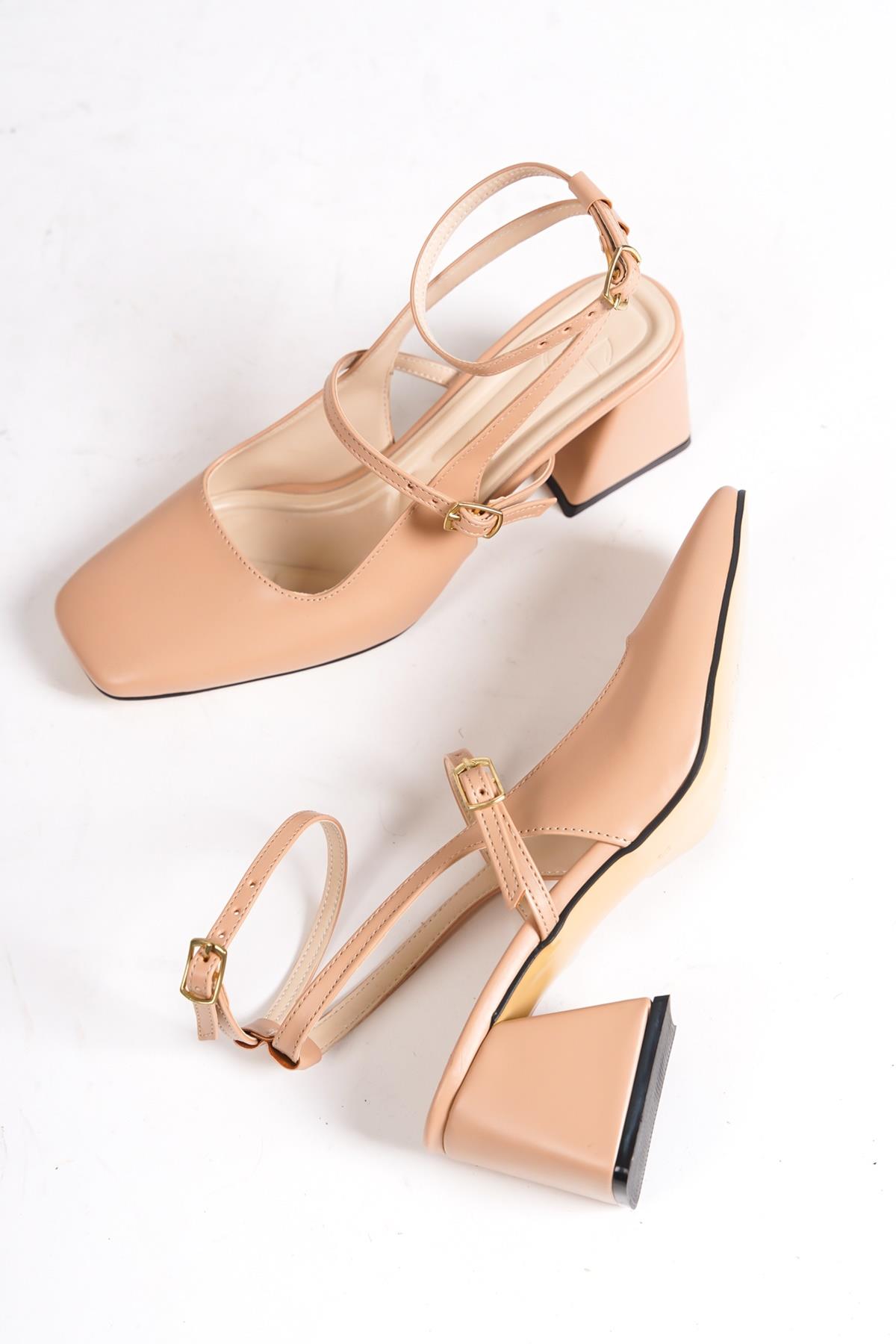 Mulia Ten Mat Kalın Topuklu Mary Jane Bilekten Bantlı Ayakkabı - Görsel 3