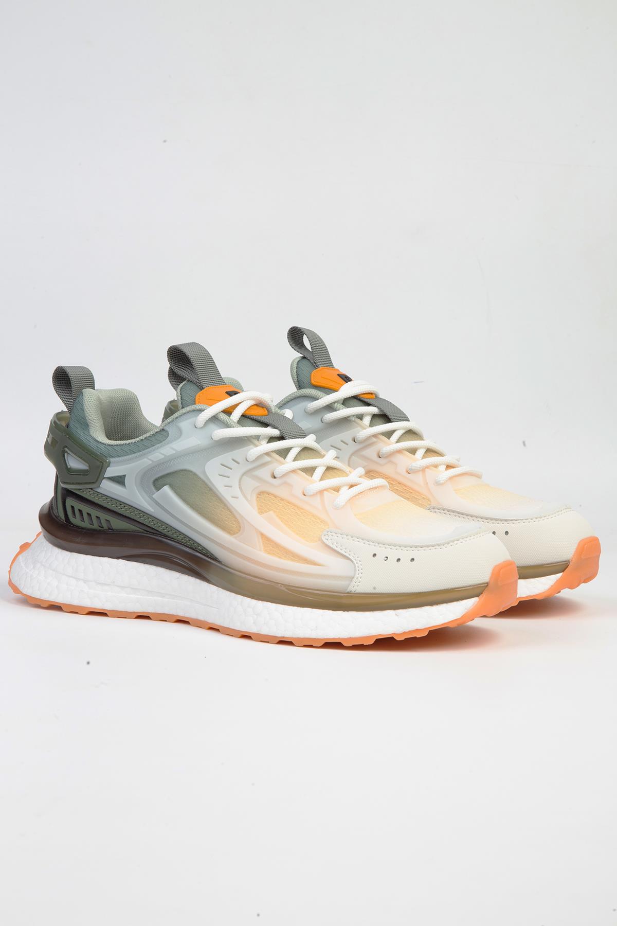 ® | PCI-10105 Beyaz Haki-İTHAL Erkek Spor Ayakkabı - Görsel 3