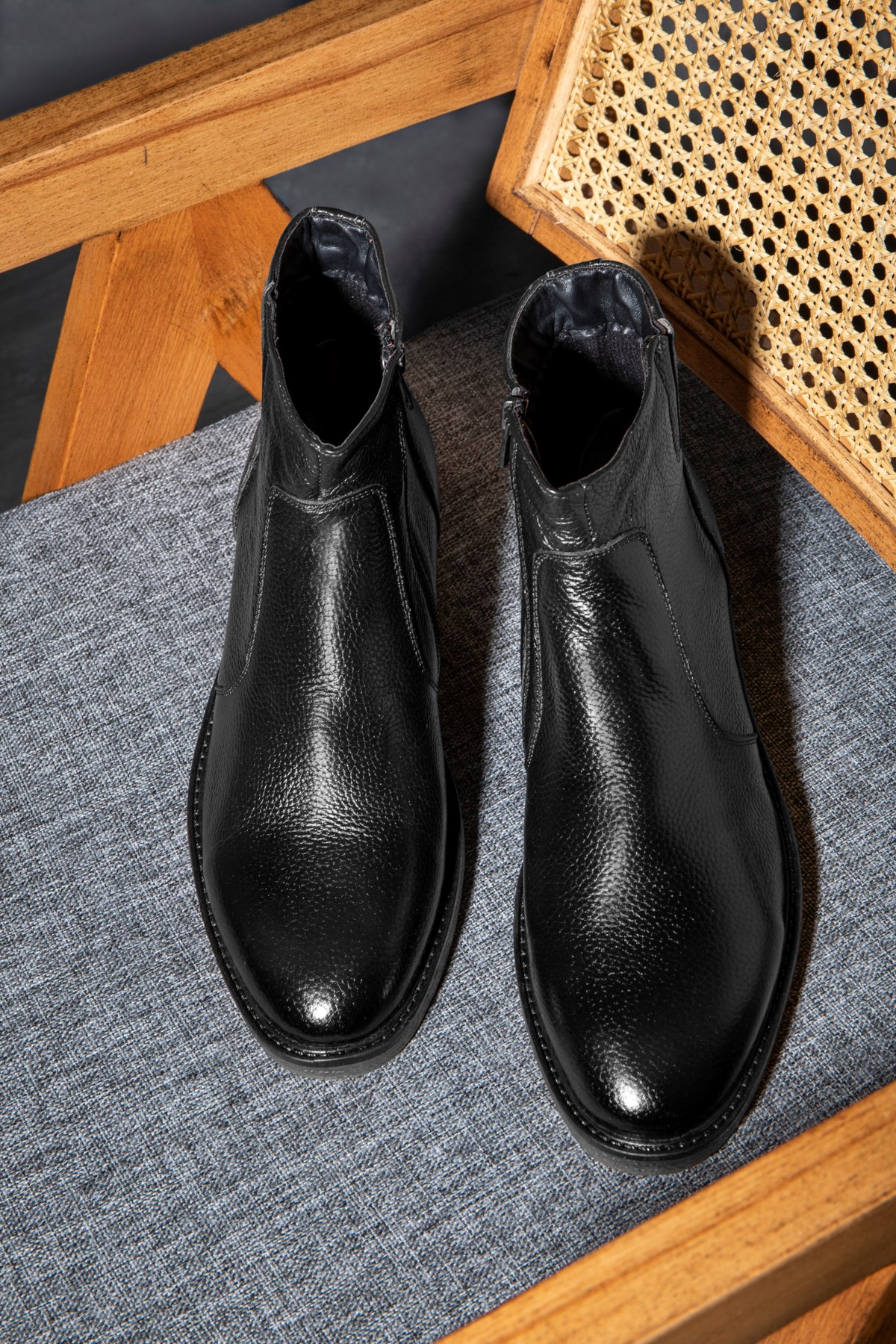 Bristol Hakiki Deri Kaydırmaz Taban Fermuarlı Chelsea Günlük Bot - Görsel 6