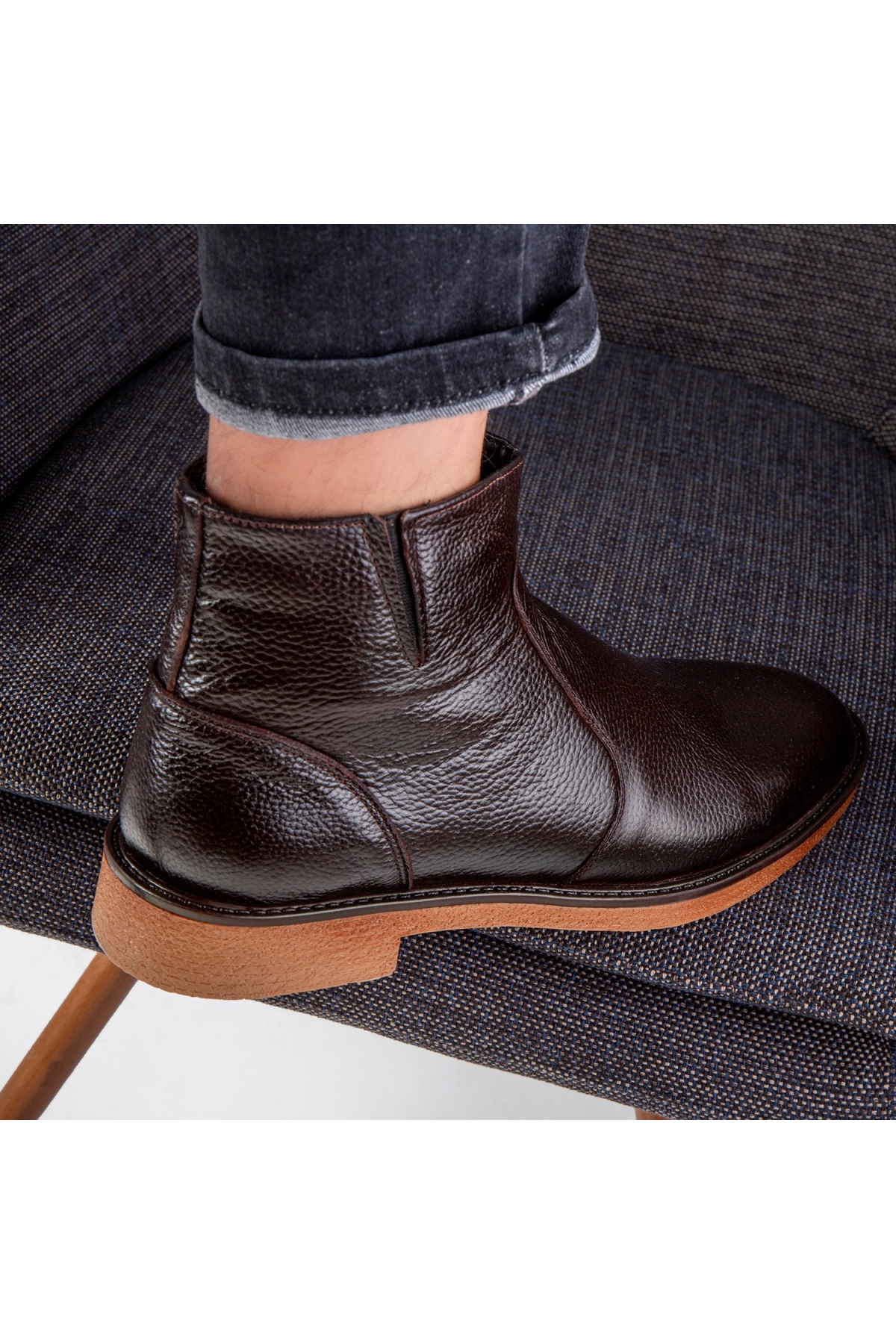 Ducavelli Bristol Hakiki Deri Kaydırmaz Taban Fermuarlı Chelsea Günlük Bot - Görsel 5
