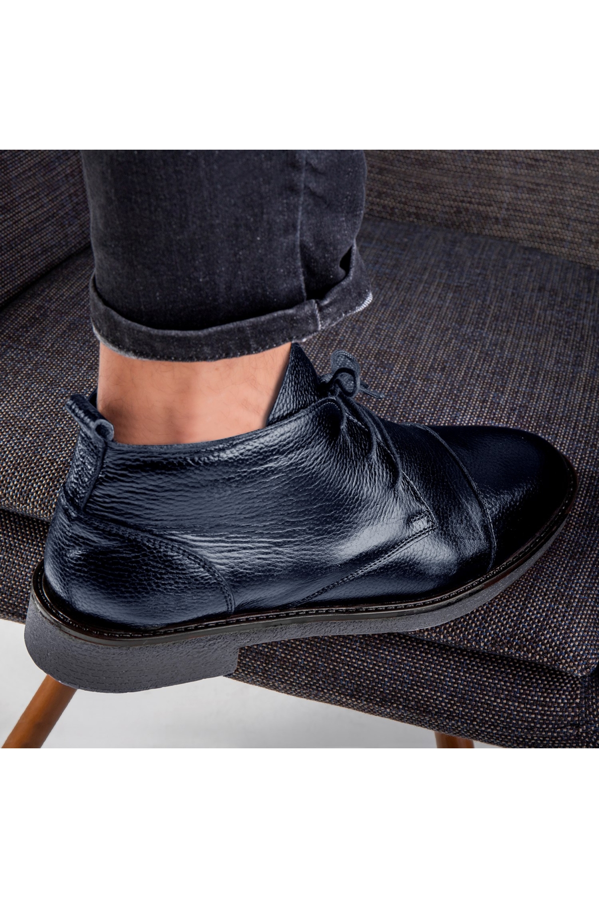 Birmingham Hakiki Deri Bağcıklı Fermuarlı Kaydırmaz Taban Günlük Bot - Görsel 5