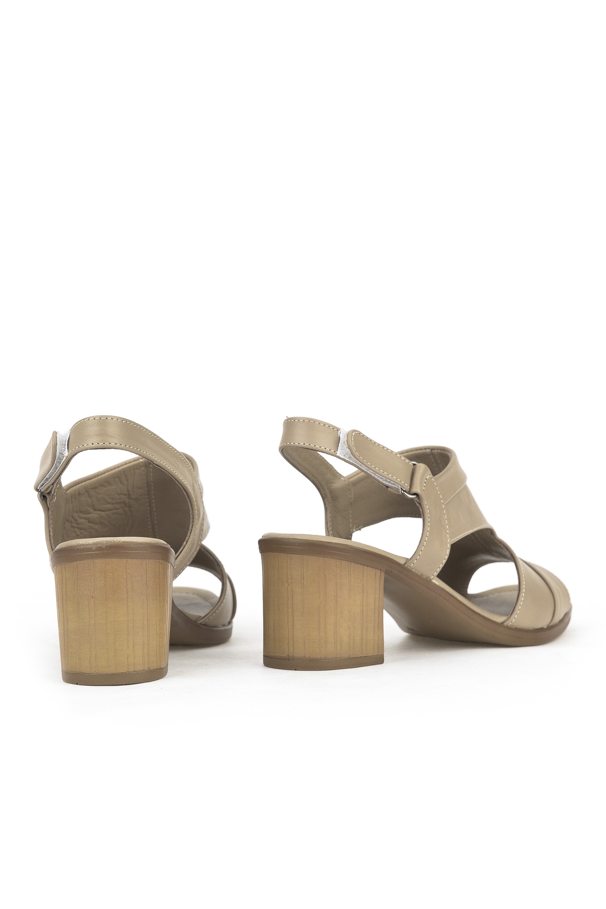 Kadın Hakiki Deri Topuklu Sandalet 1411020Z2211 Bej - Görsel 4