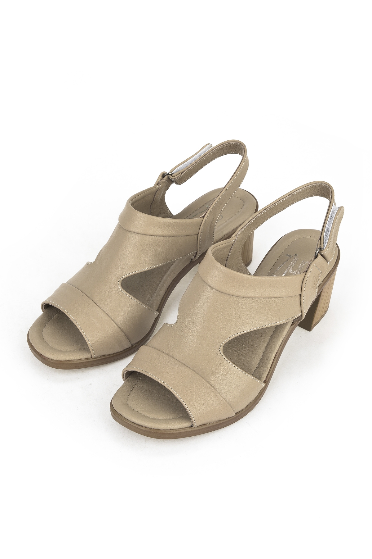 Kadın Hakiki Deri Topuklu Sandalet 1411020Z2211 Bej - Görsel 5