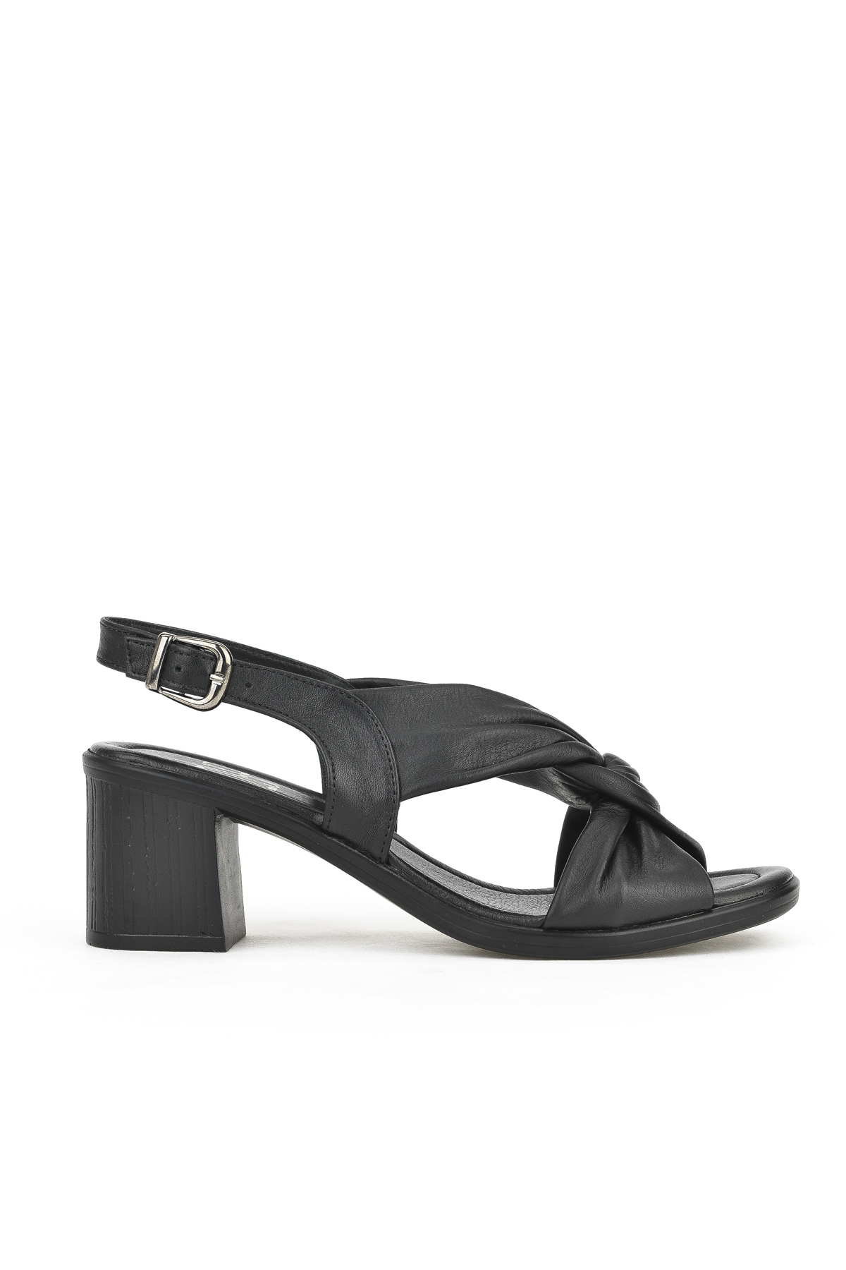 Kadın Hakiki Deri Topuklu Sandalet 1411020Z2213 Siyah - Görsel 2