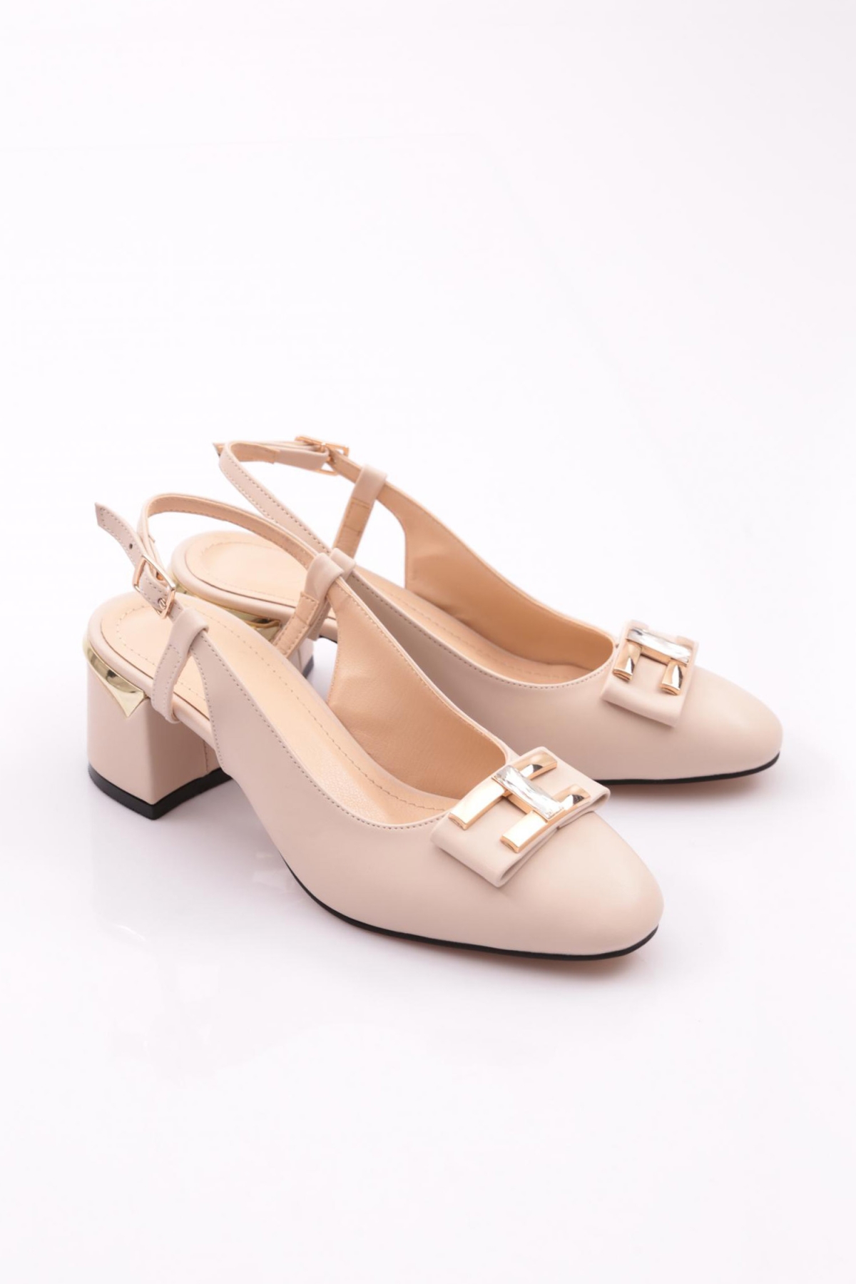 24140 Kadin Taş Tokali Topuklu Ayakkabi - Görsel 3