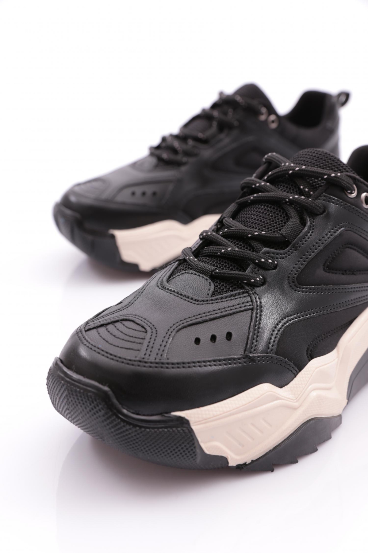 Dgn Dgn Siyah 65118 Kadin Bağcikli Sneaker Ayakkabi | Flo Siyah - 5. görsel