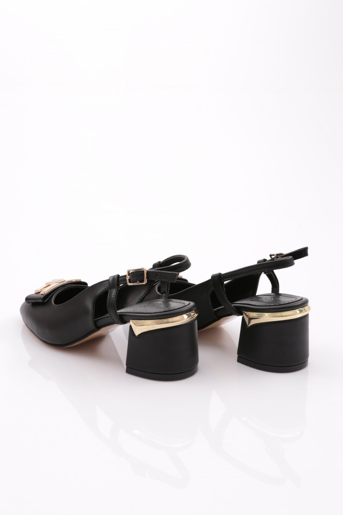 24140 Kadin Taş Tokali Topuklu Ayakkabi - Görsel 4