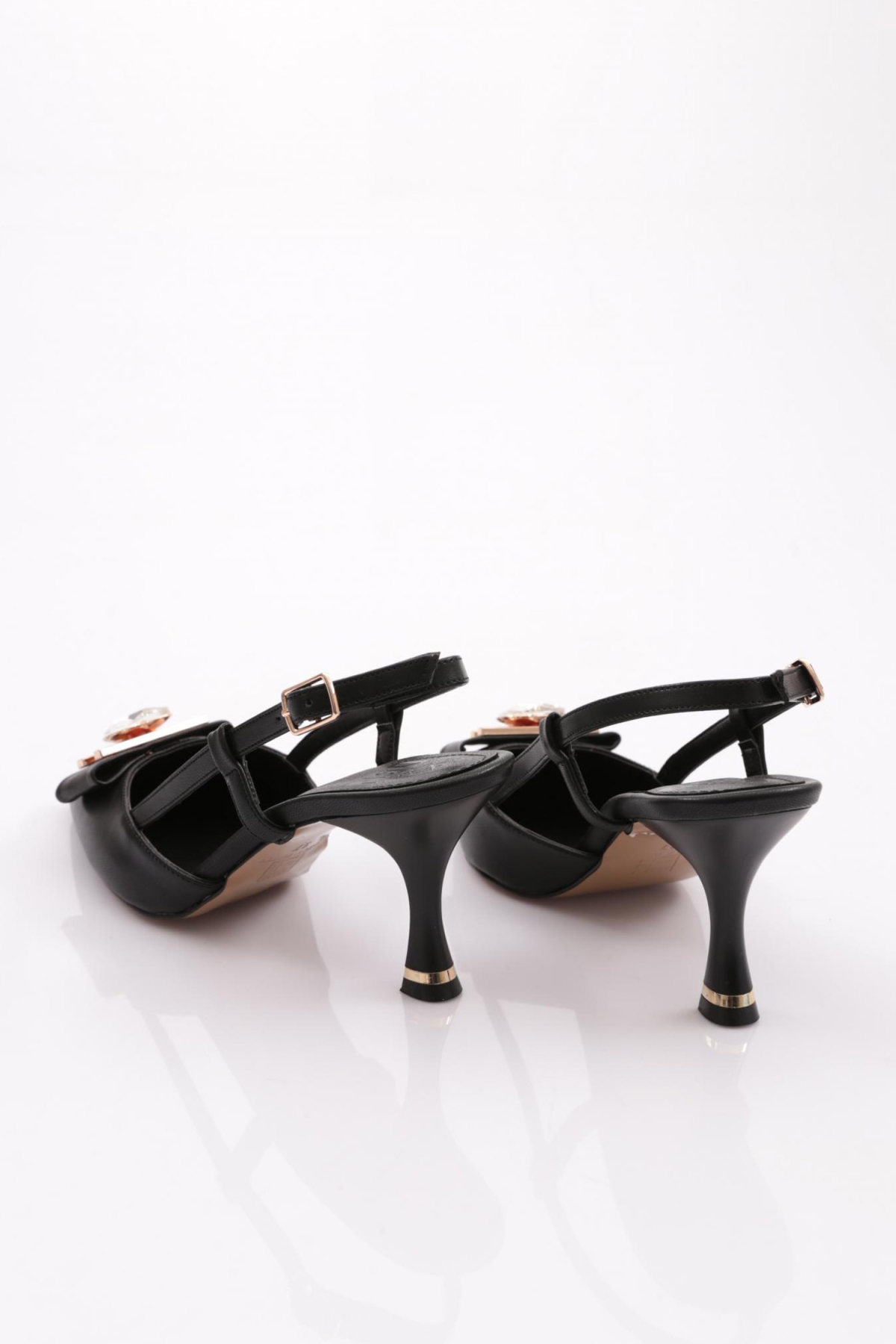 24209 Kadin Kalp Taş Süslemeli Topuklu Ayakkabi - Görsel 4