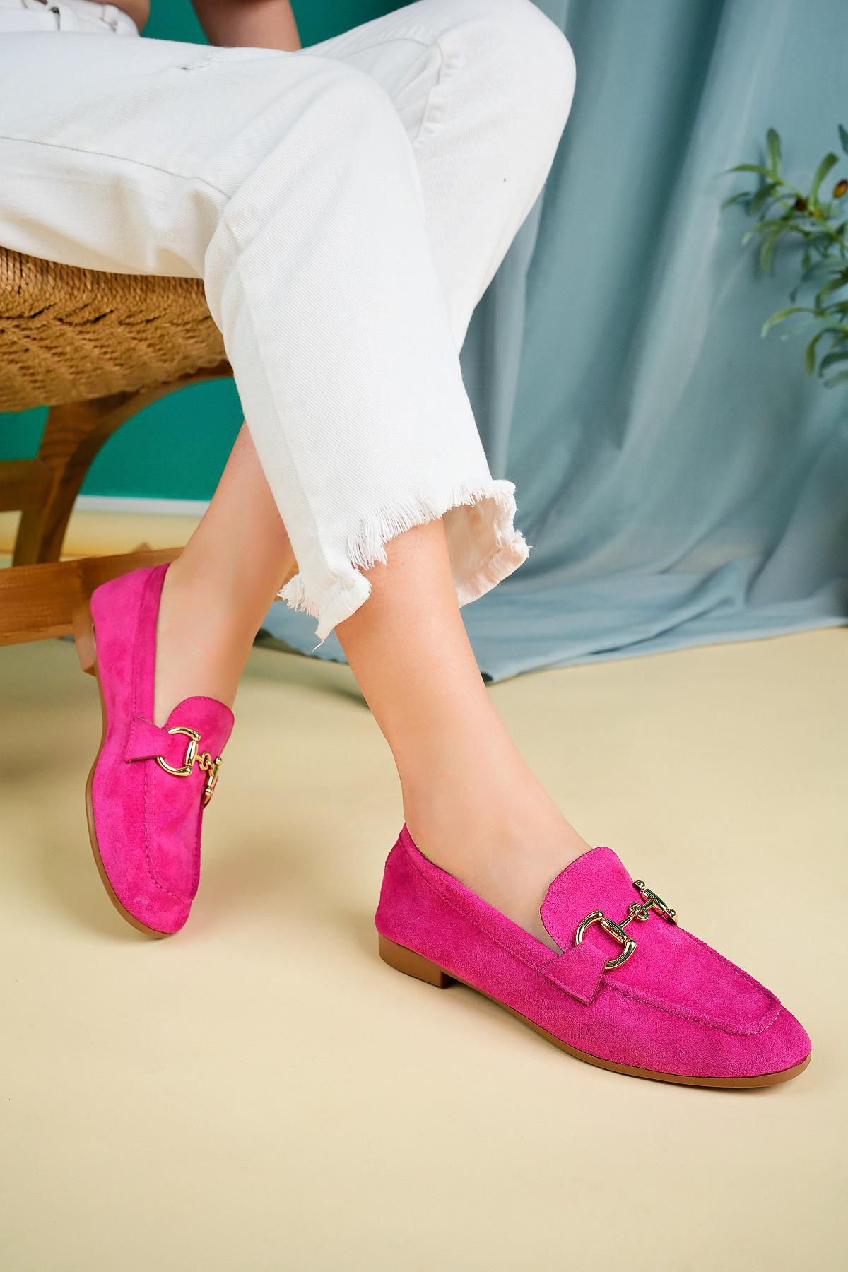 MONA Garantili Metal Tokalı Deri Kadın Loafer Günlük Ayakkabı - Görsel 9