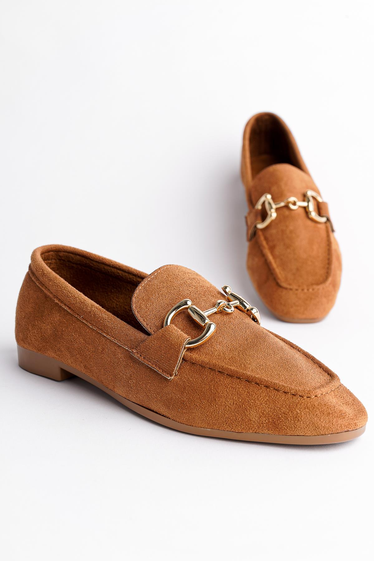 MONA Garantili Metal Tokalı Deri Kadın Loafer Günlük Ayakkabı - Görsel 7