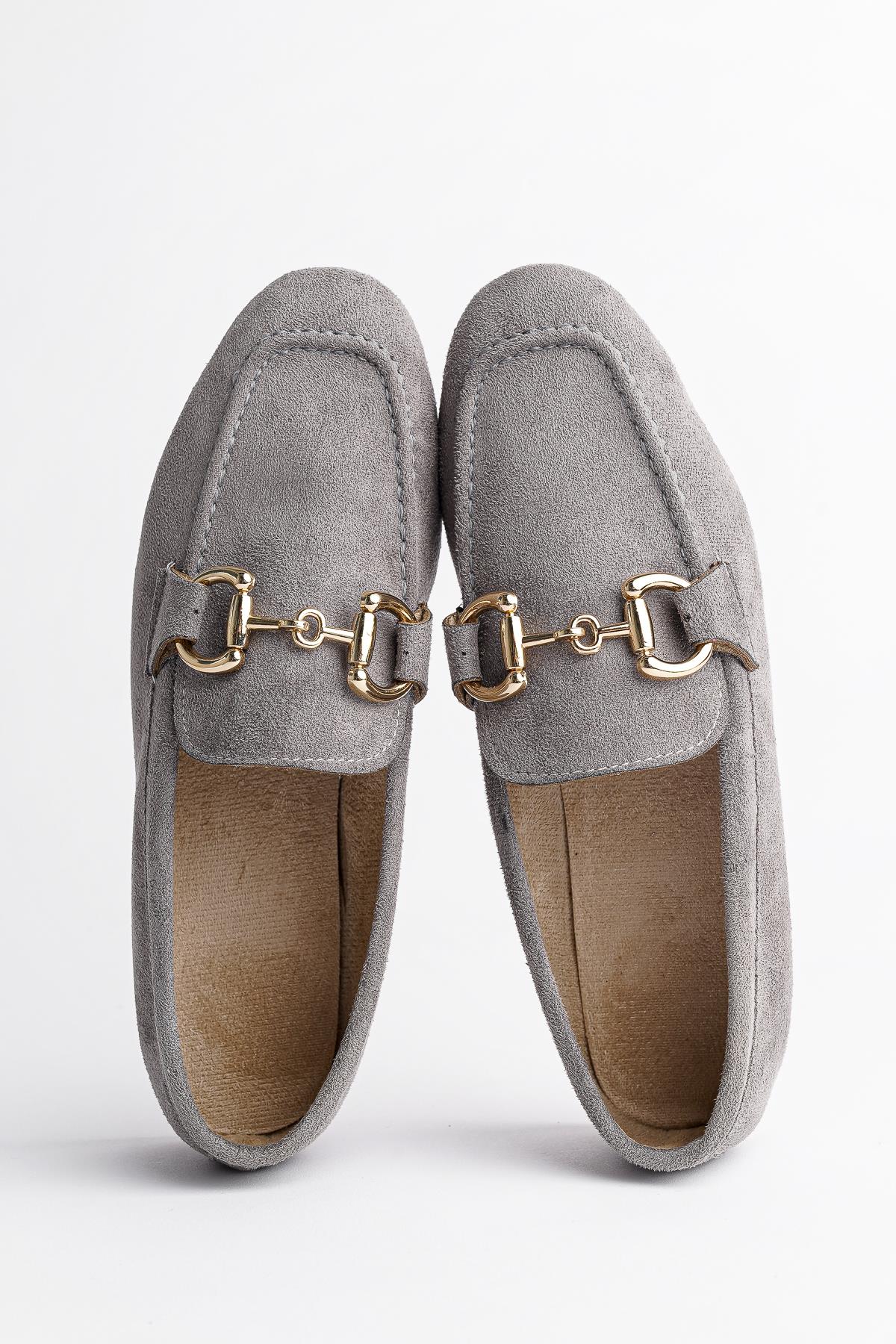 MONA Garantili Metal Tokalı Deri Kadın Loafer Günlük Ayakkabı - Görsel 4