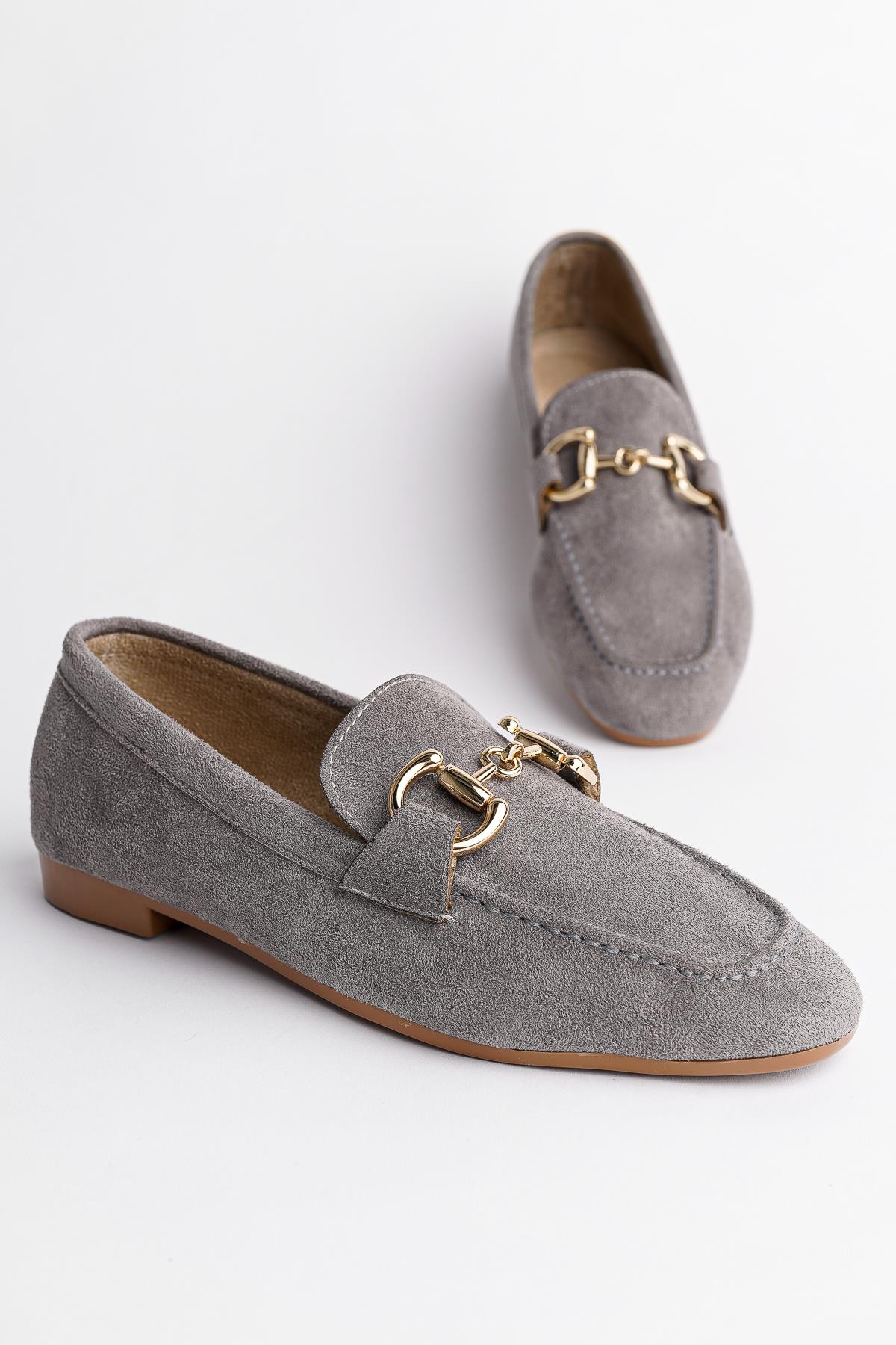 MONA Garantili Metal Tokalı Deri Kadın Loafer Günlük Ayakkabı - Görsel 7