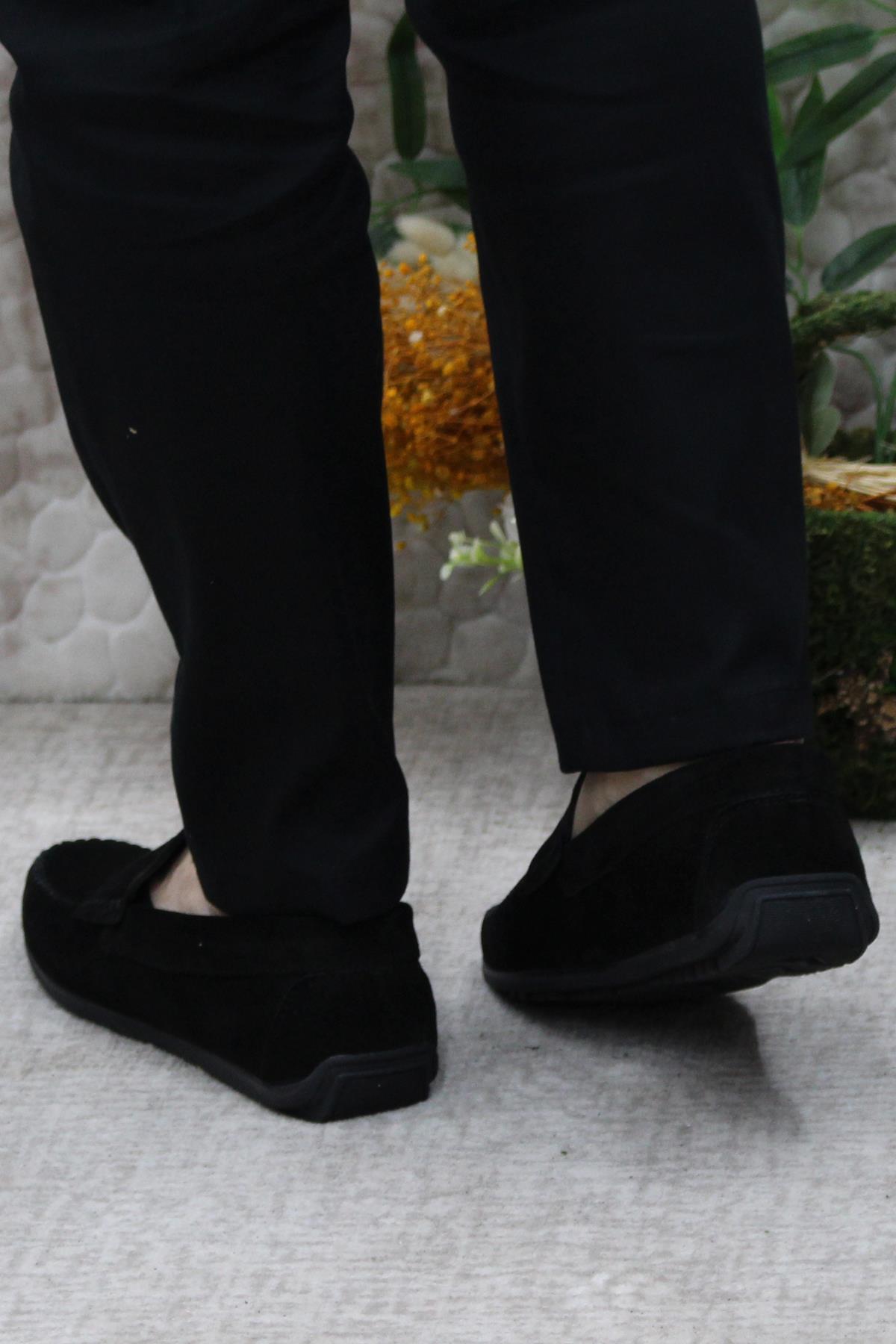 31020 Siyah Süet Hakiki Deri Loafer Erkek Babet Erkek Ayakkabı - Görsel 5