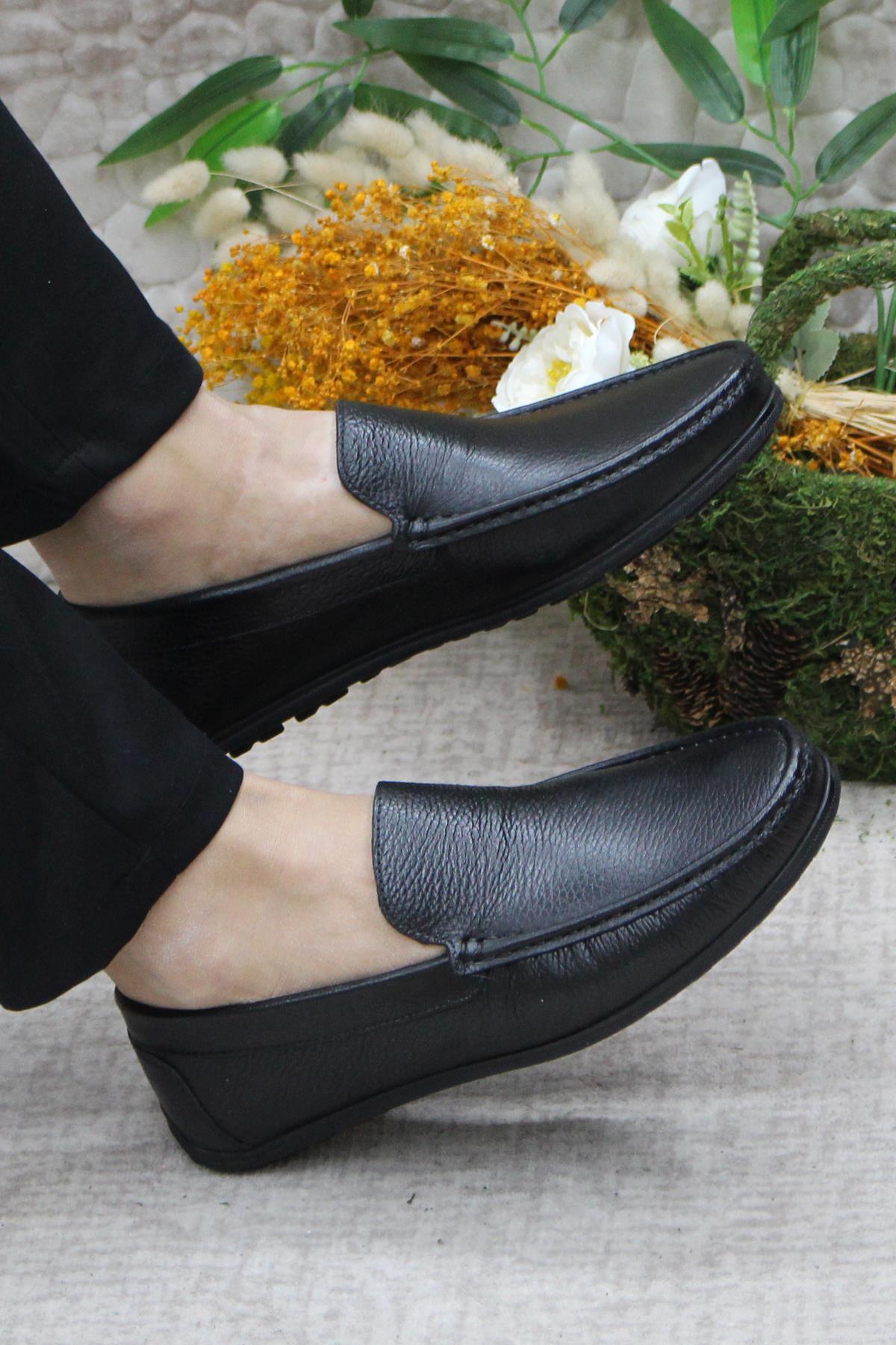 31101 Siyah Deri Hakiki Deri Loafer Erkek Babet Erkek Ayakkabı - Görsel 6