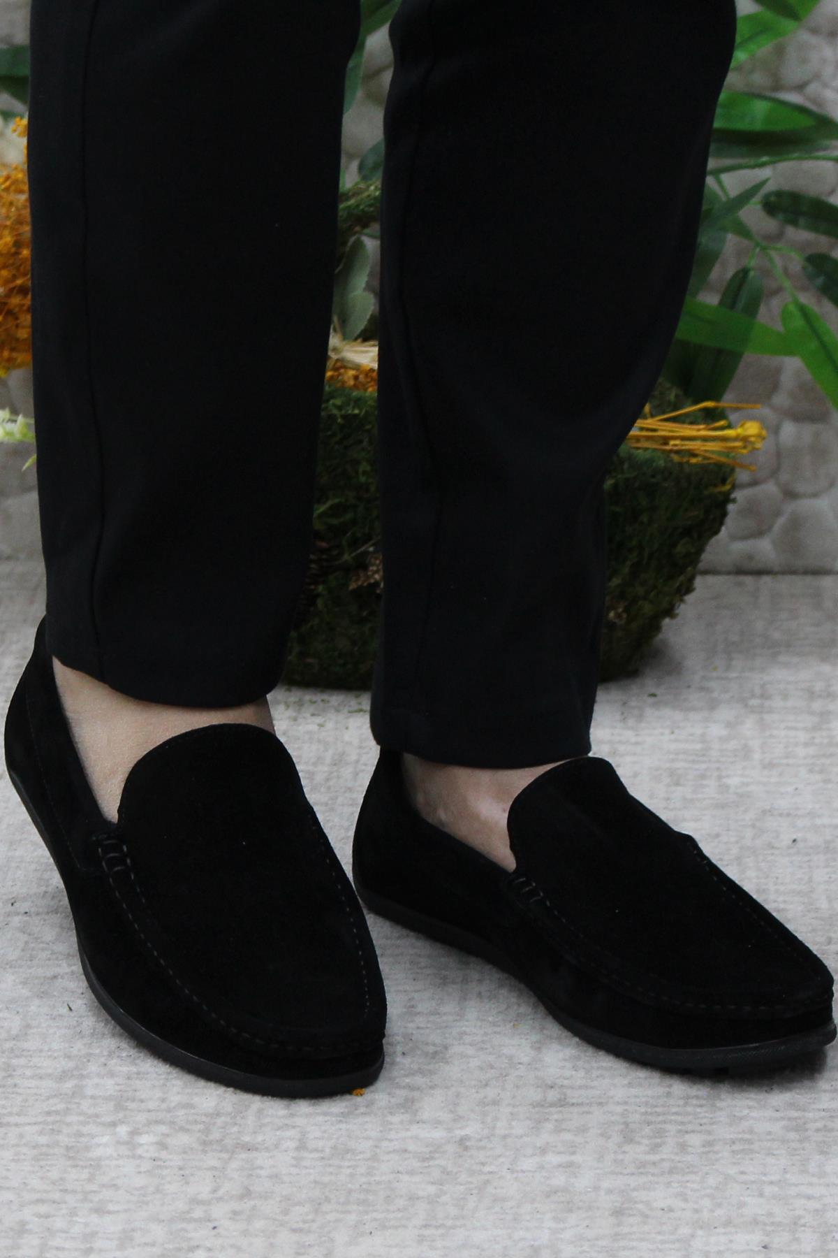 31101 Siyah Süet Hakiki Deri Loafer Erkek Babet Erkek Ayakkabı - Görsel 3