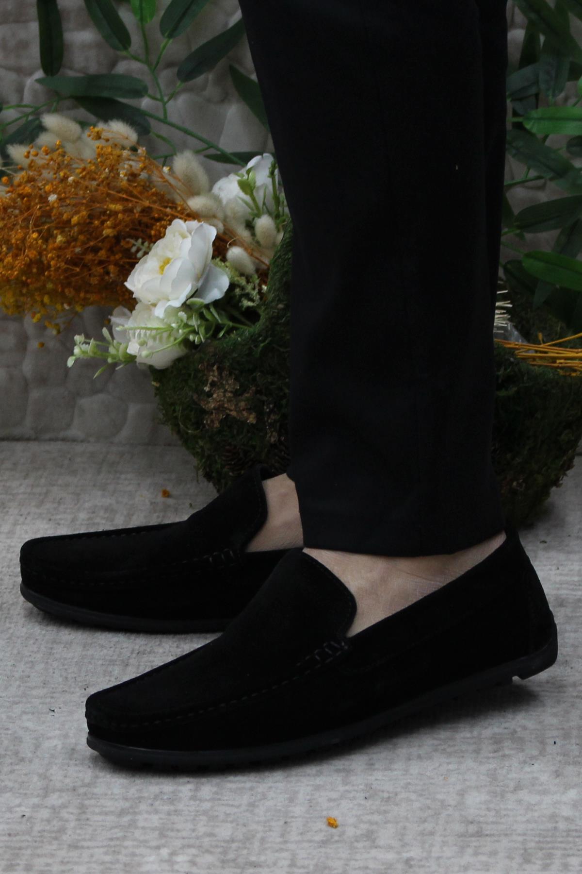 31101 Siyah Süet Hakiki Deri Loafer Erkek Babet Erkek Ayakkabı - Görsel 4