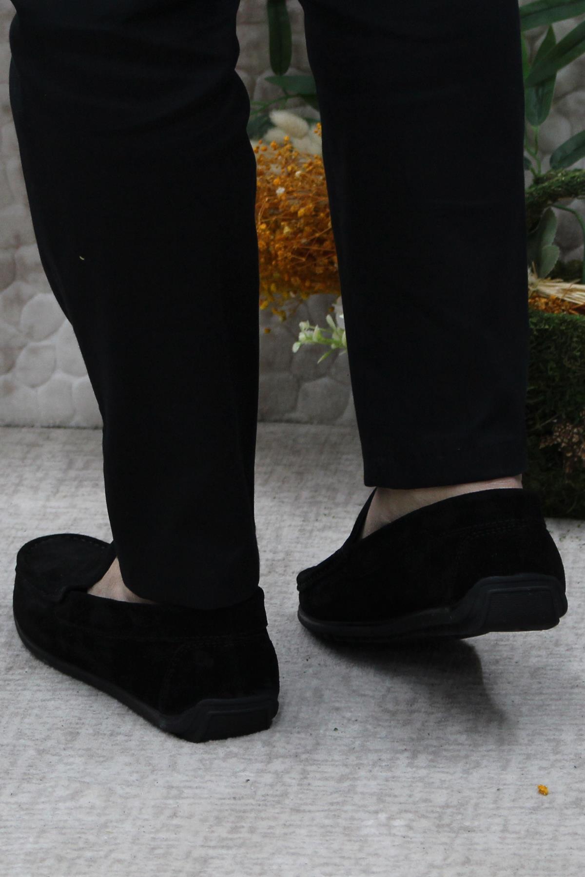 31101 Siyah Süet Hakiki Deri Loafer Erkek Babet Erkek Ayakkabı - Görsel 5