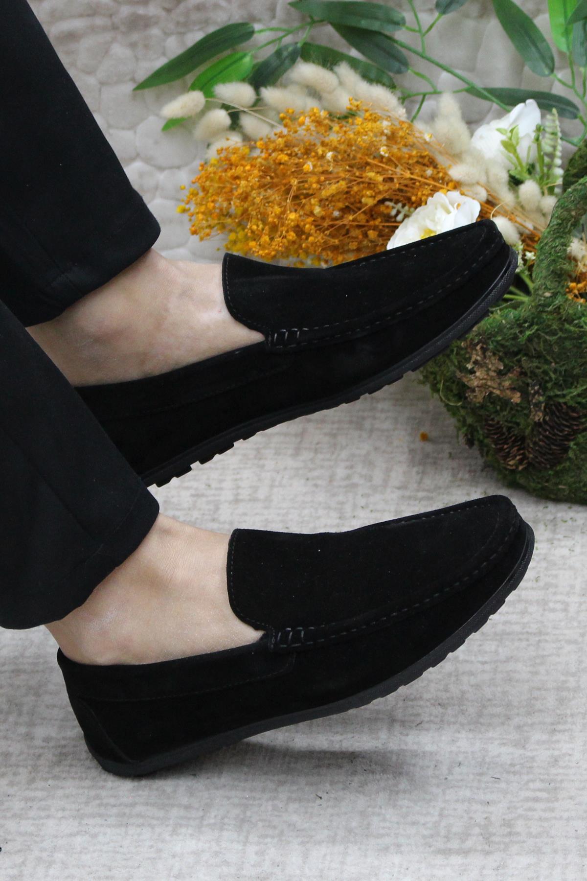 31101 Siyah Süet Hakiki Deri Loafer Erkek Babet Erkek Ayakkabı - Görsel 6