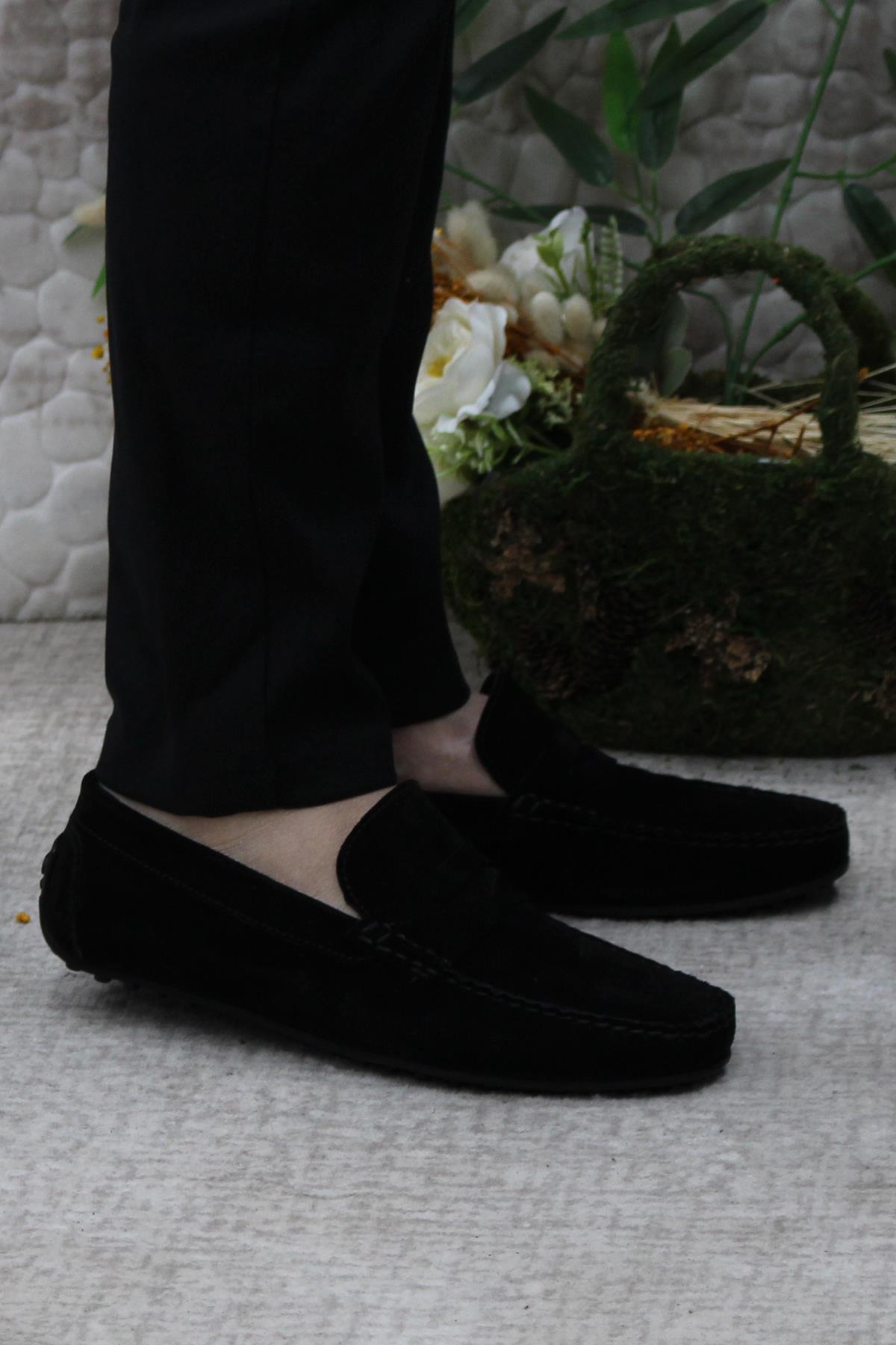 31112 Siyah Süet Hakiki Deri Loafer Erkek Babet Erkek Ayakkabı - Görsel 2