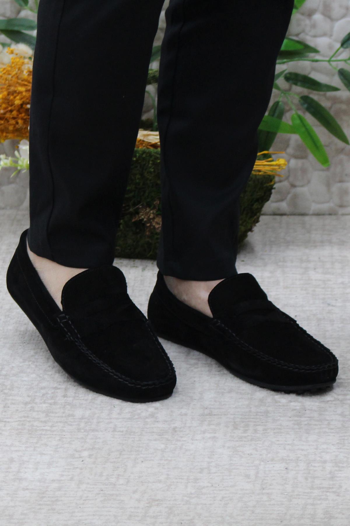 31112 Siyah Süet Hakiki Deri Loafer Erkek Babet Erkek Ayakkabı - Görsel 3