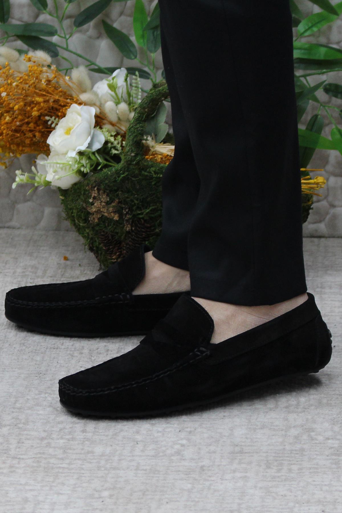 31112 Siyah Süet Hakiki Deri Loafer Erkek Babet Erkek Ayakkabı - Görsel 4